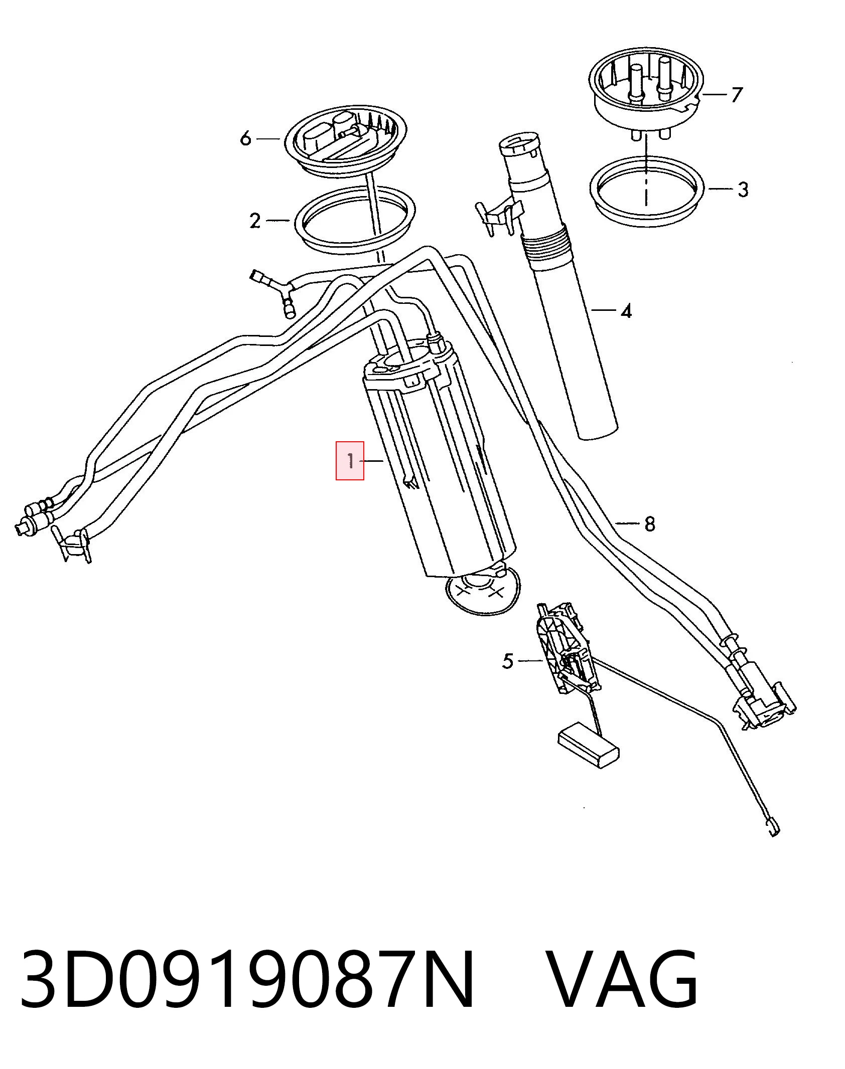 Moduł pompy paliwowej z czujnikiem poziomu paliwa do Volkswagen Phaeton I 3D1, 3D2, 3D3, 3D4, 3D6, 3D7, 3D8, 3D9