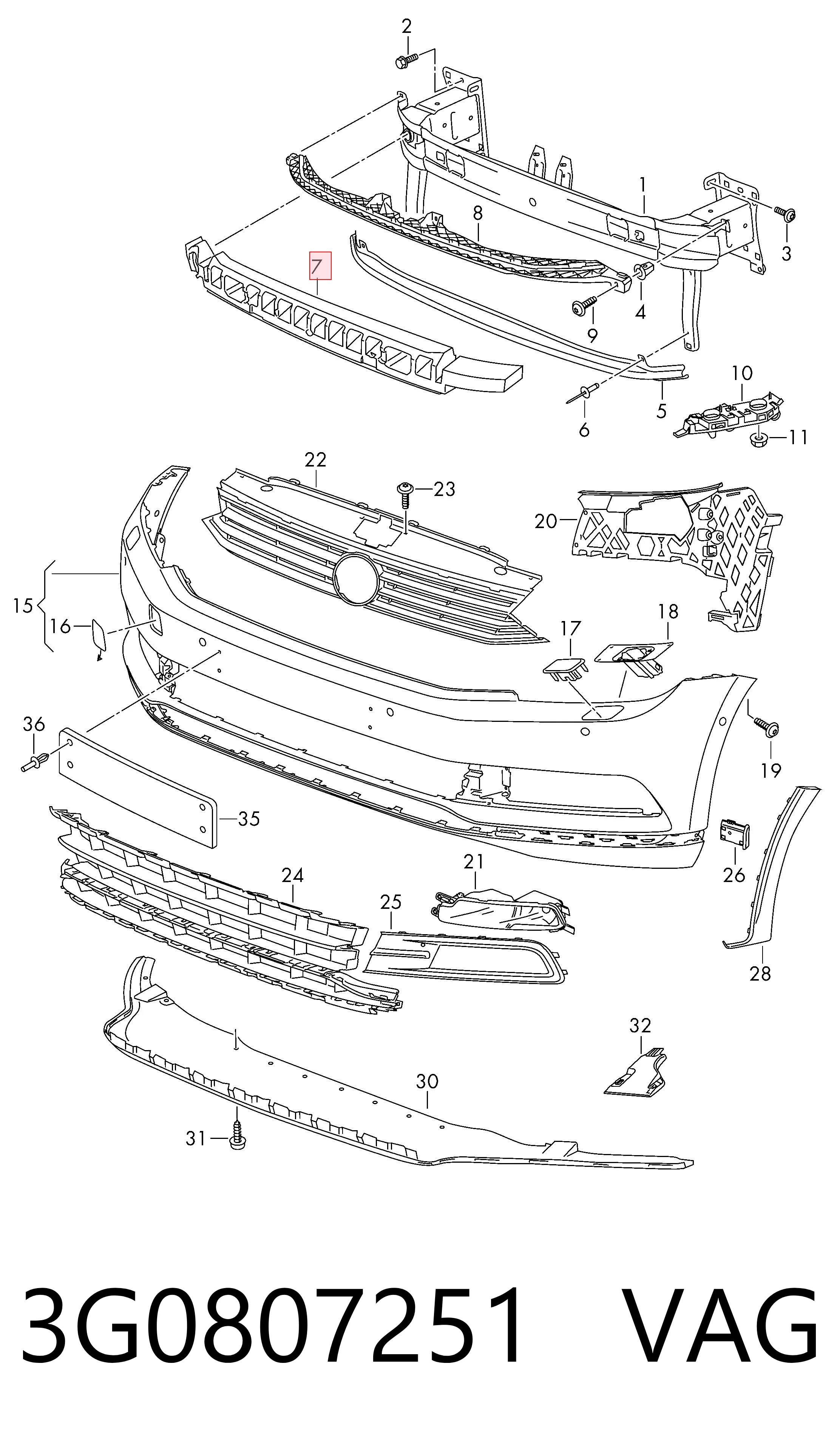 3G0807251 VAG Absorber (wypełniacz) zderzaka przedniego