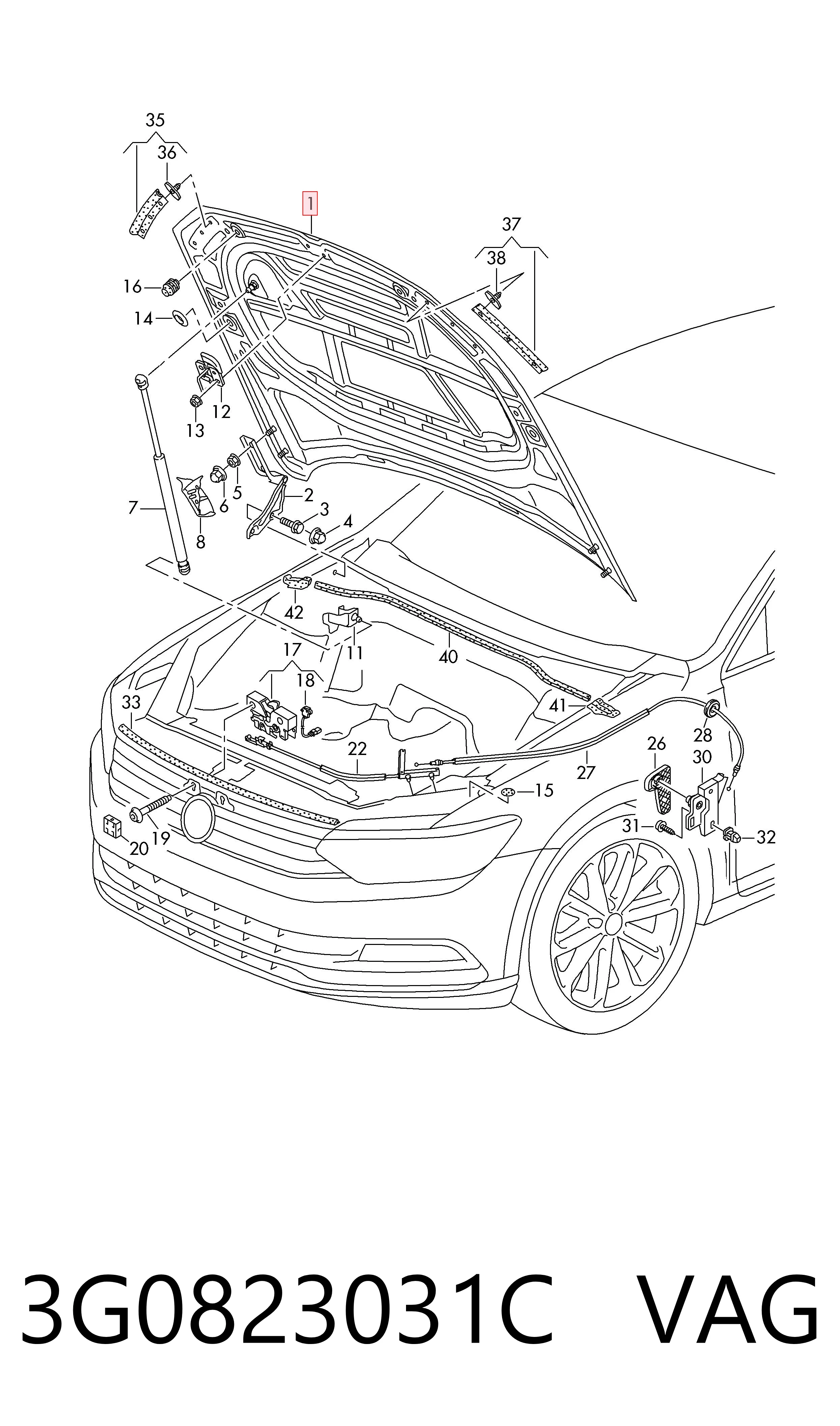 Maska silnika Volkswagen Passat B8 sedana (3G2, CB2) (2014 - 2026) cena, od 223,72 USD