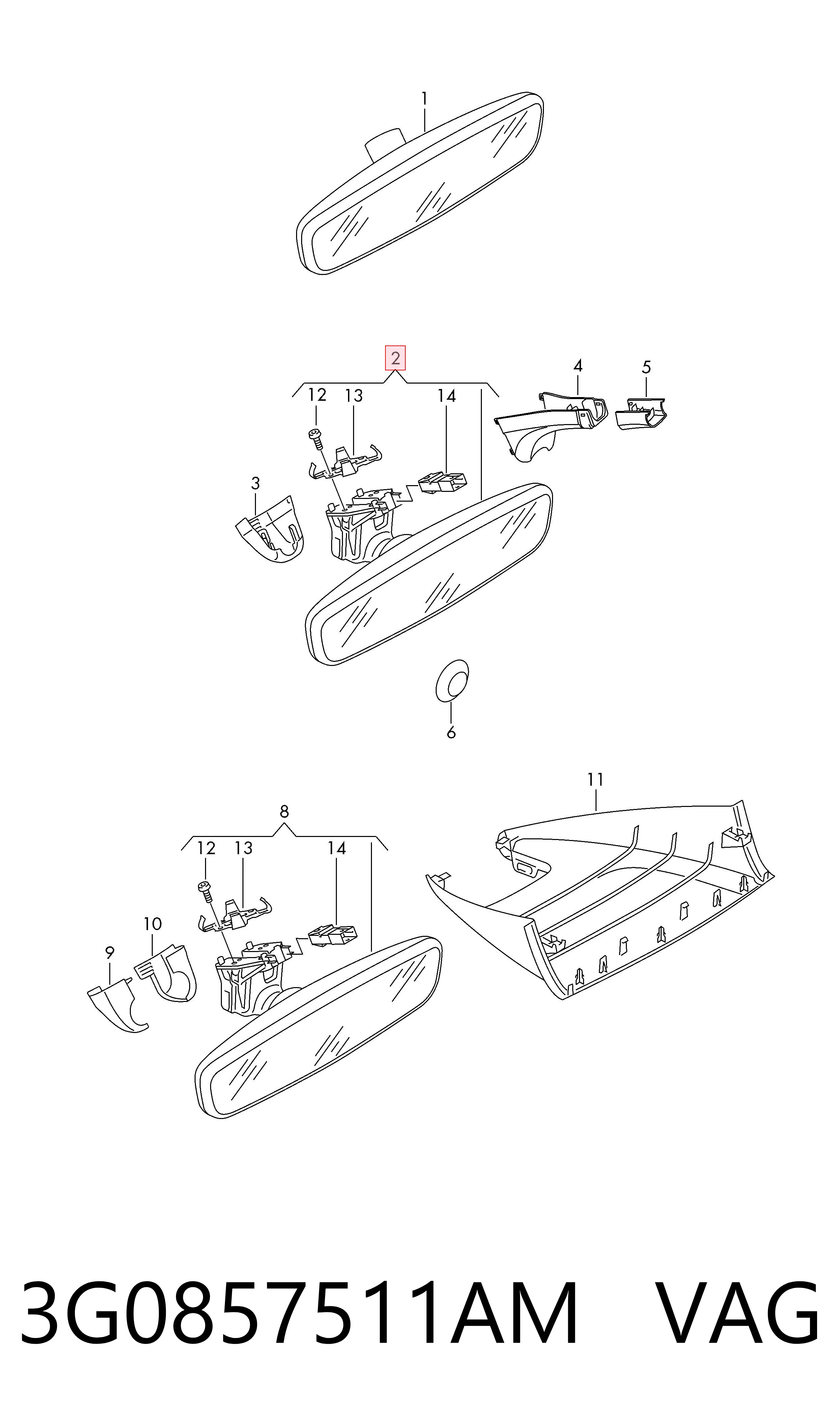 Lusterko wewnętrzne do Volkswagen Golf VIII CD1, DA1