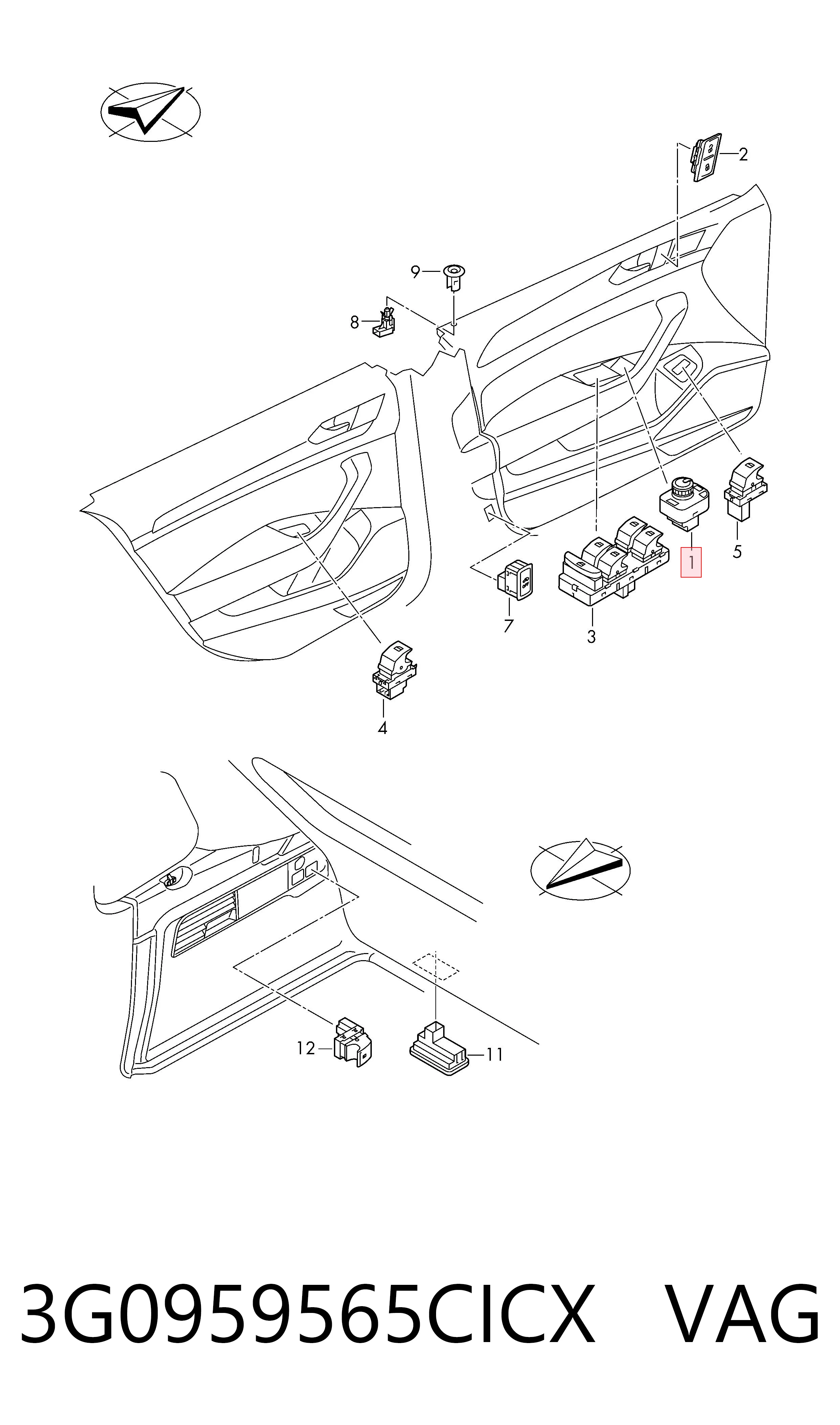 Sterownik lusterek bocznych, na drzwi VAG 3G0959565CICX cena, od 45,97 USD