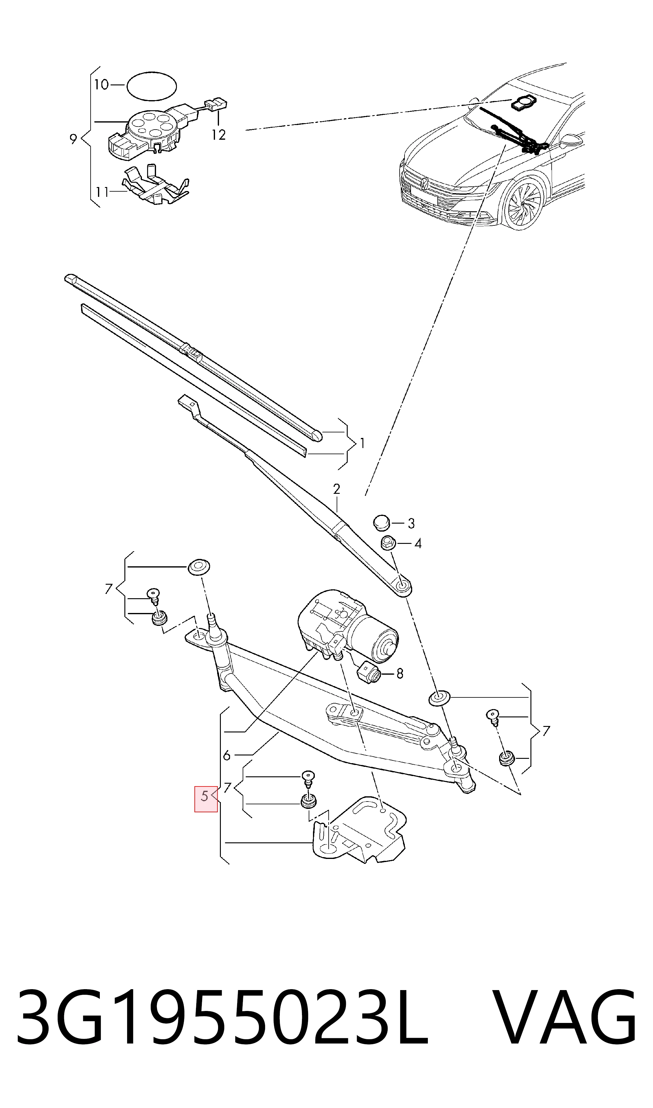 Mechanizm wycieraczek do Volkswagen Passat ALLTRACK B8 3G5, CB5