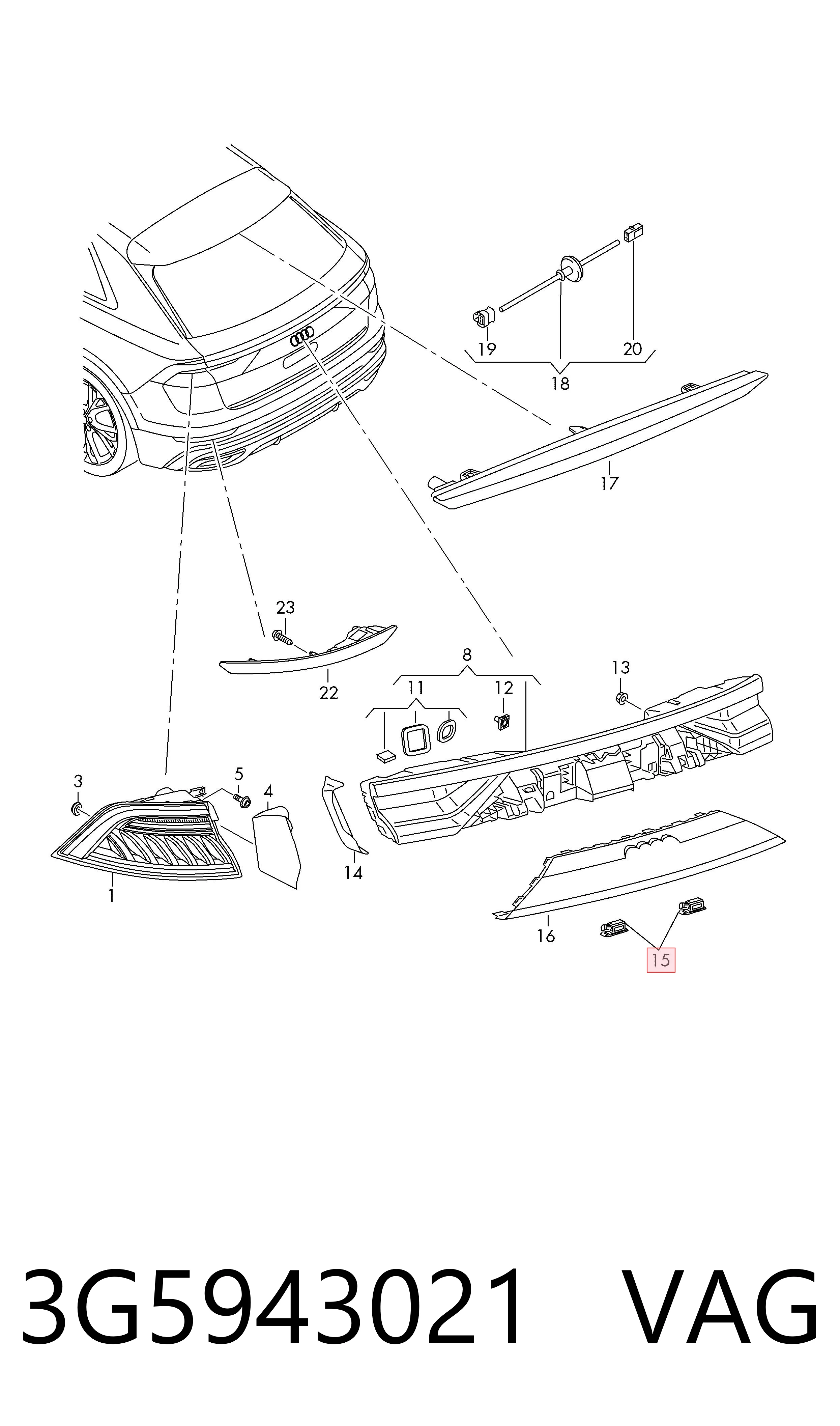 Lampa oświetlenia tylnej tablicy rejestracyjnej Volkswagen Golf VIII hatchback (CD1, DA1) (2019 - 2026) cena, od 22,65 USD