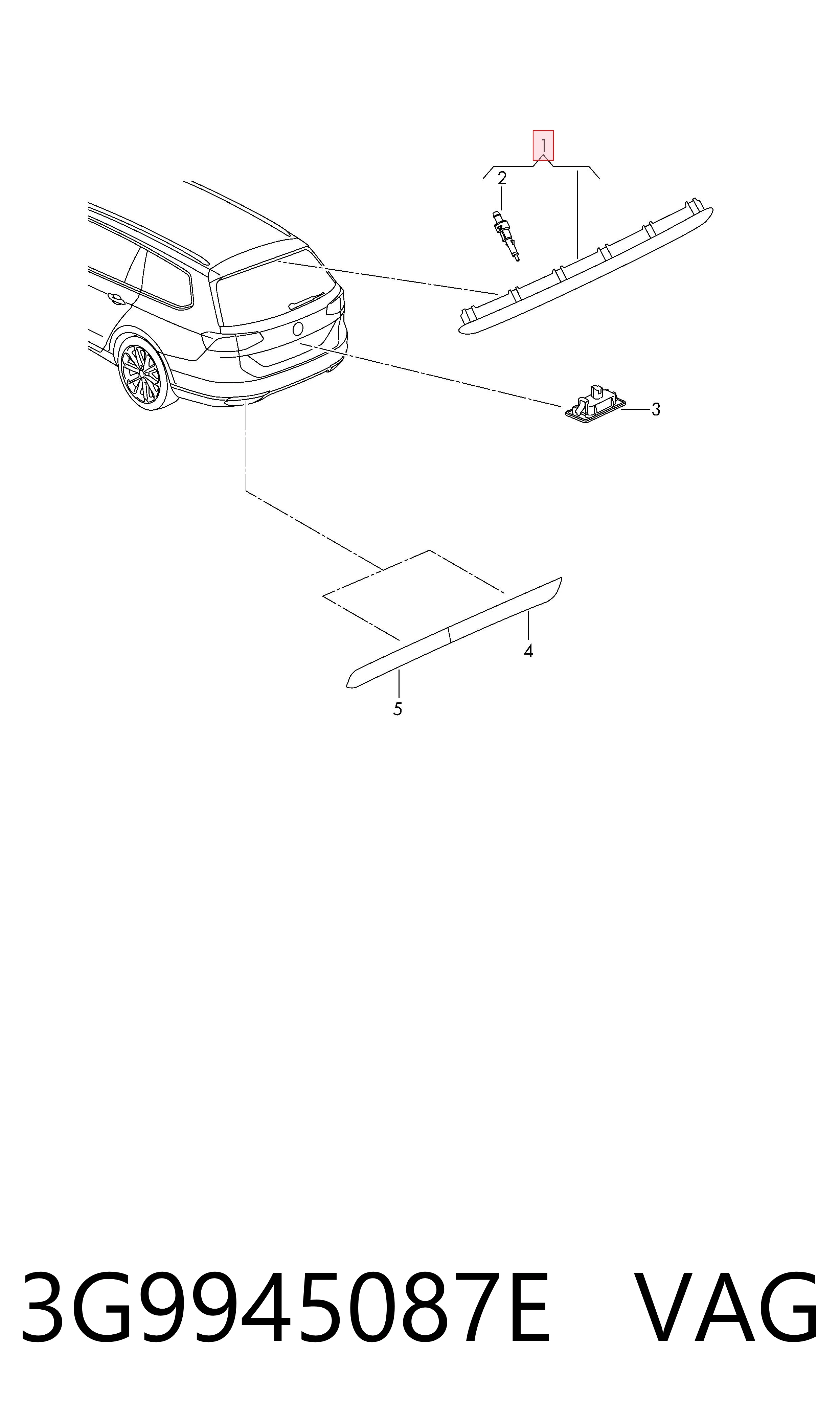 3G9945087E VAG Lampa stop tylna dodatkowa