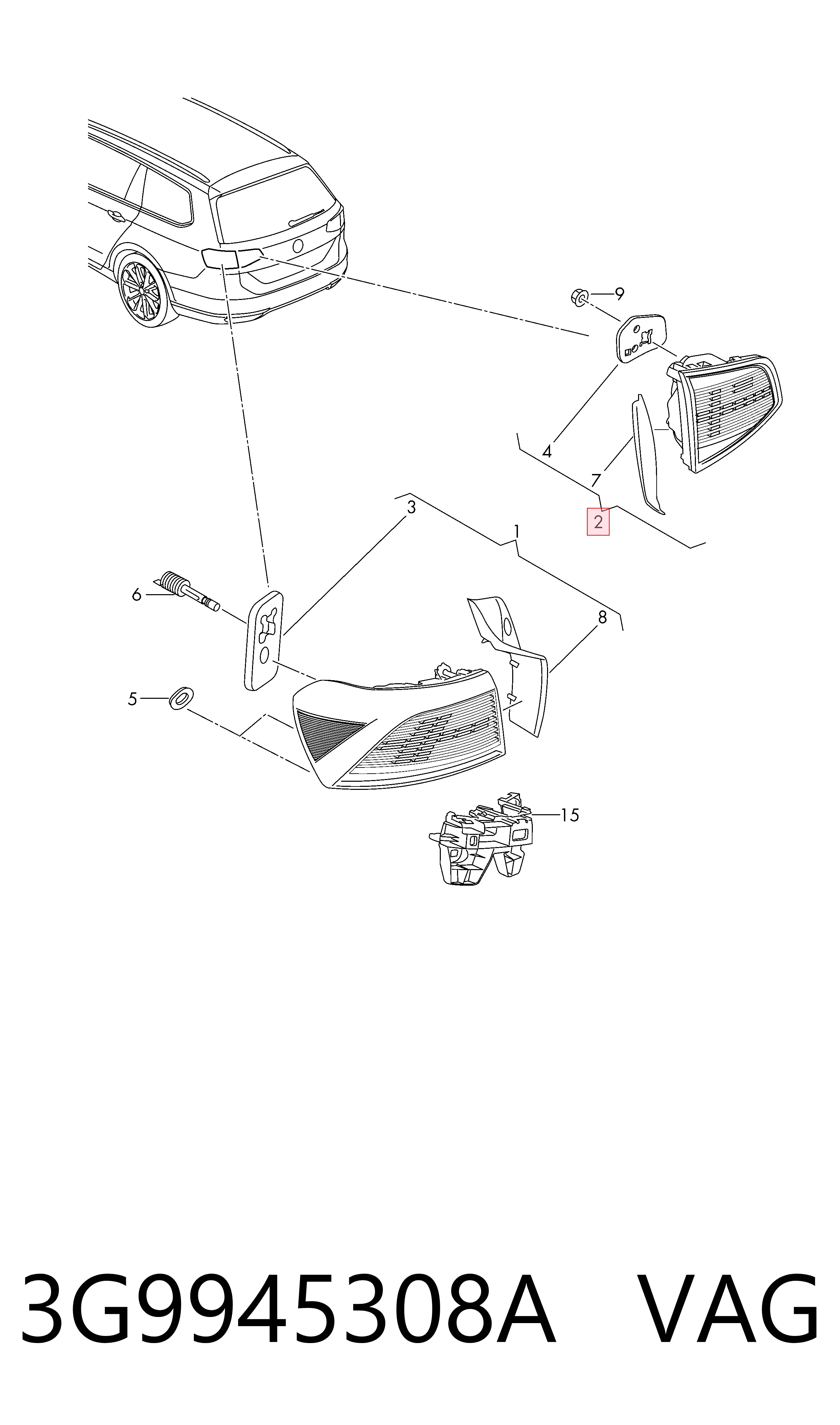 Lampa zespolona tylna prawa wewnętrzna Polcar 95D3883U cena, od 241,76 USD