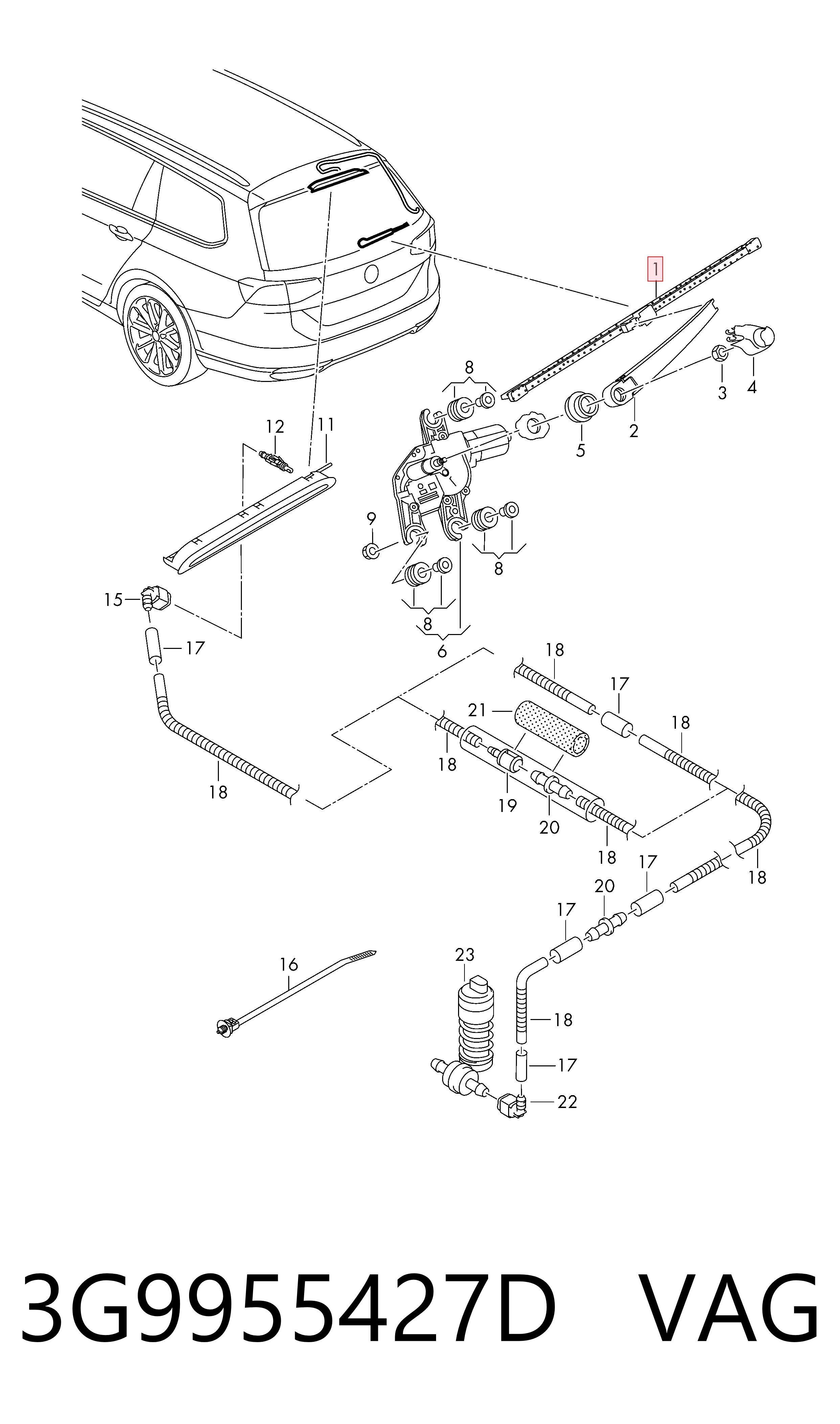  Pióro wycieraczki szyby tylnej Volkswagen Passat 