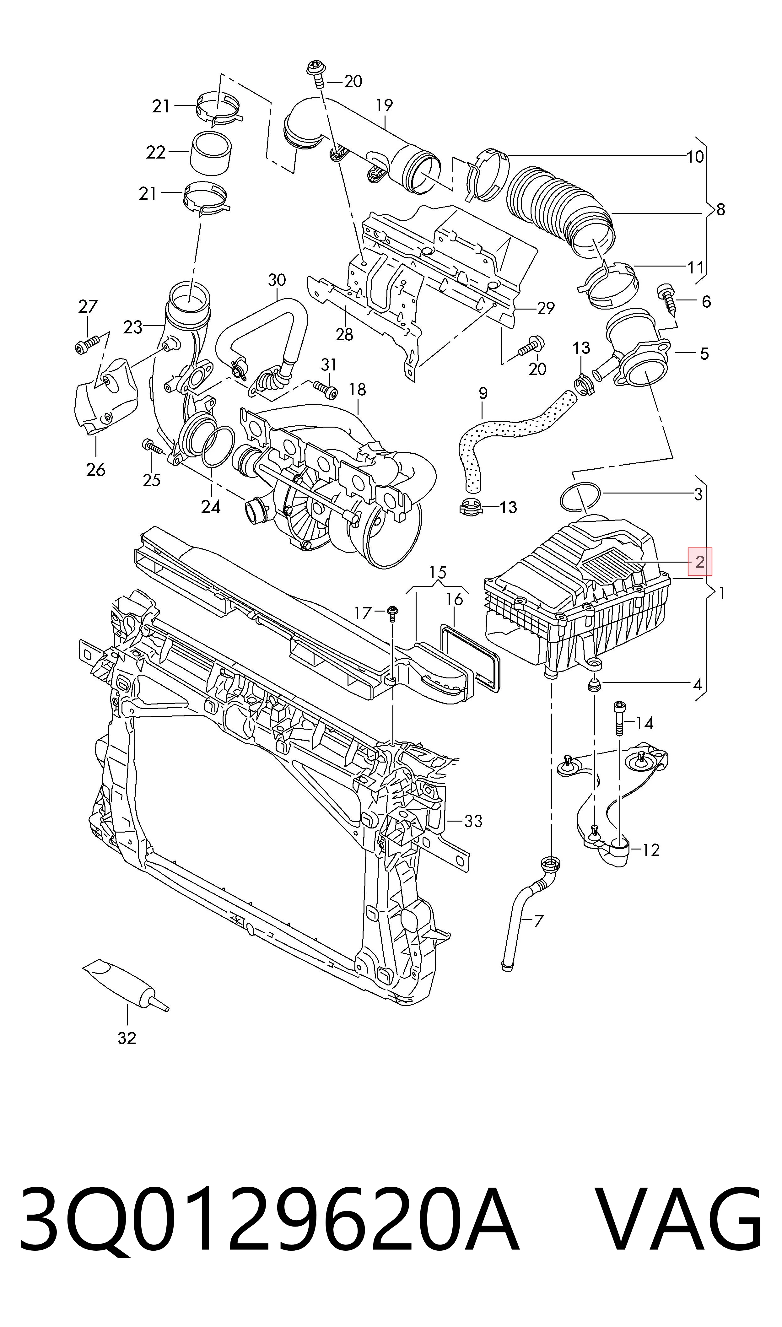 3Q0129620A VAG Filtr powietrza