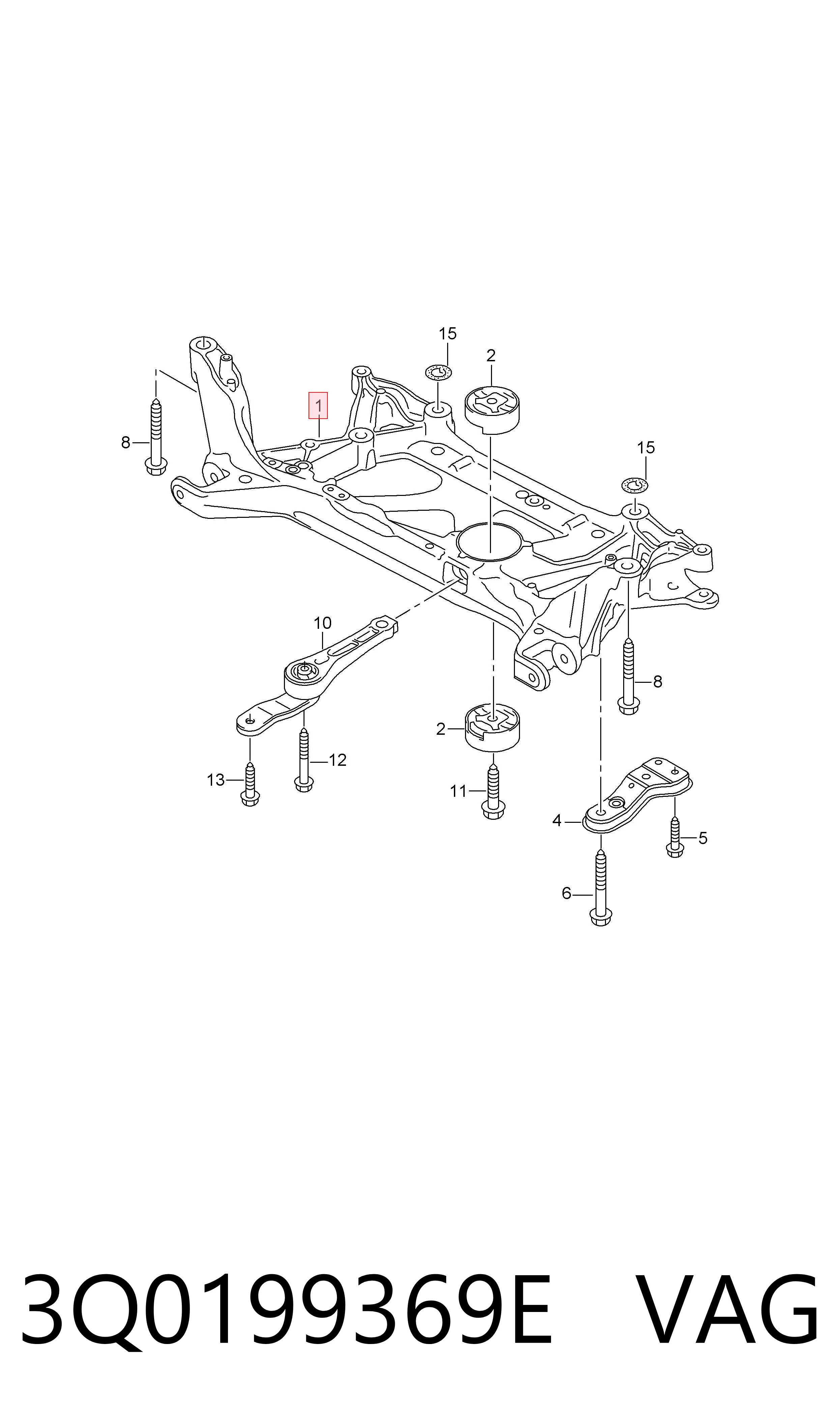 Korpus osi przedniej Audi A3 sedana (8VS, 8VM) (2013 - 2020) cena, od 393,46 USD