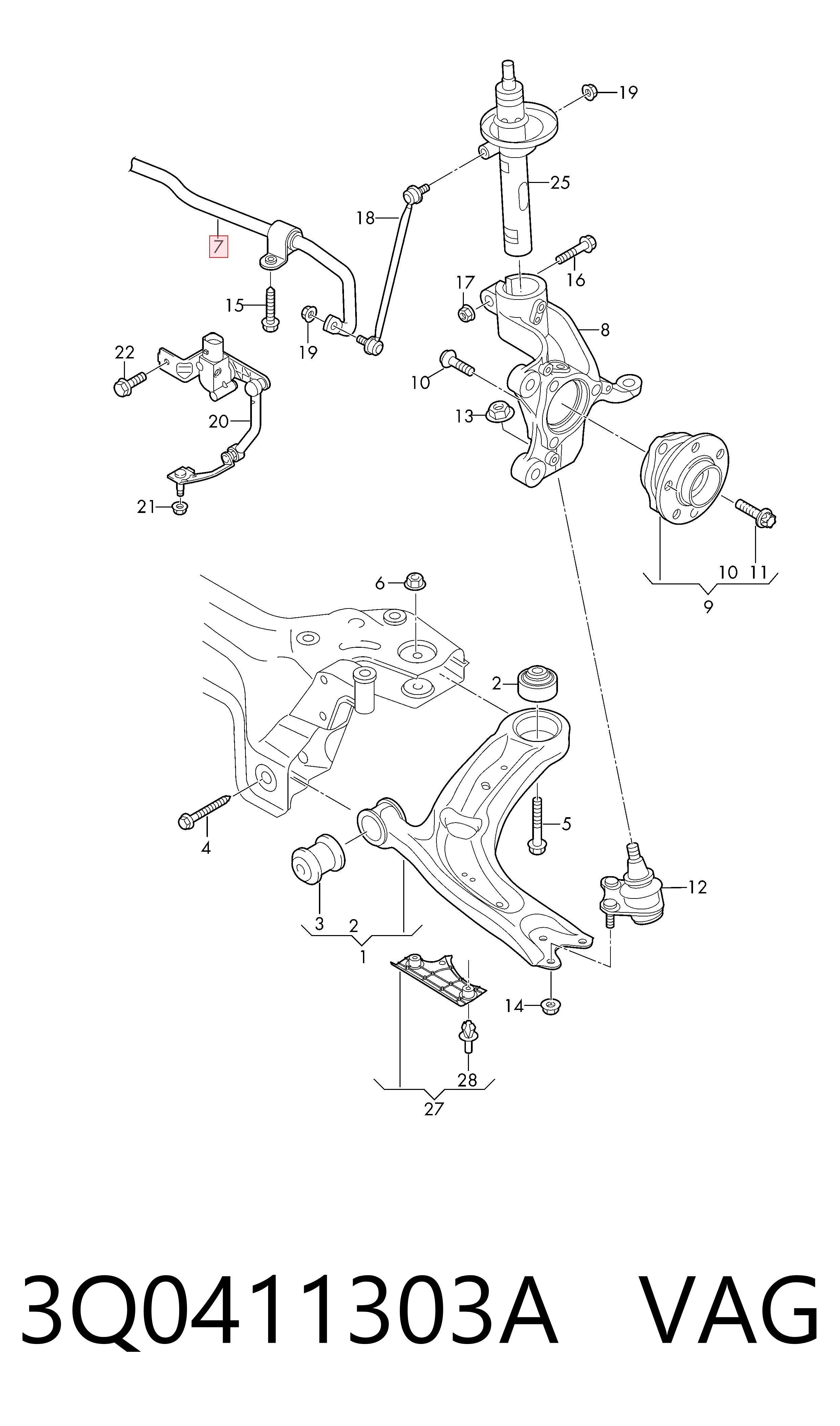 3Q0411303A VAG Stabilizator przedni