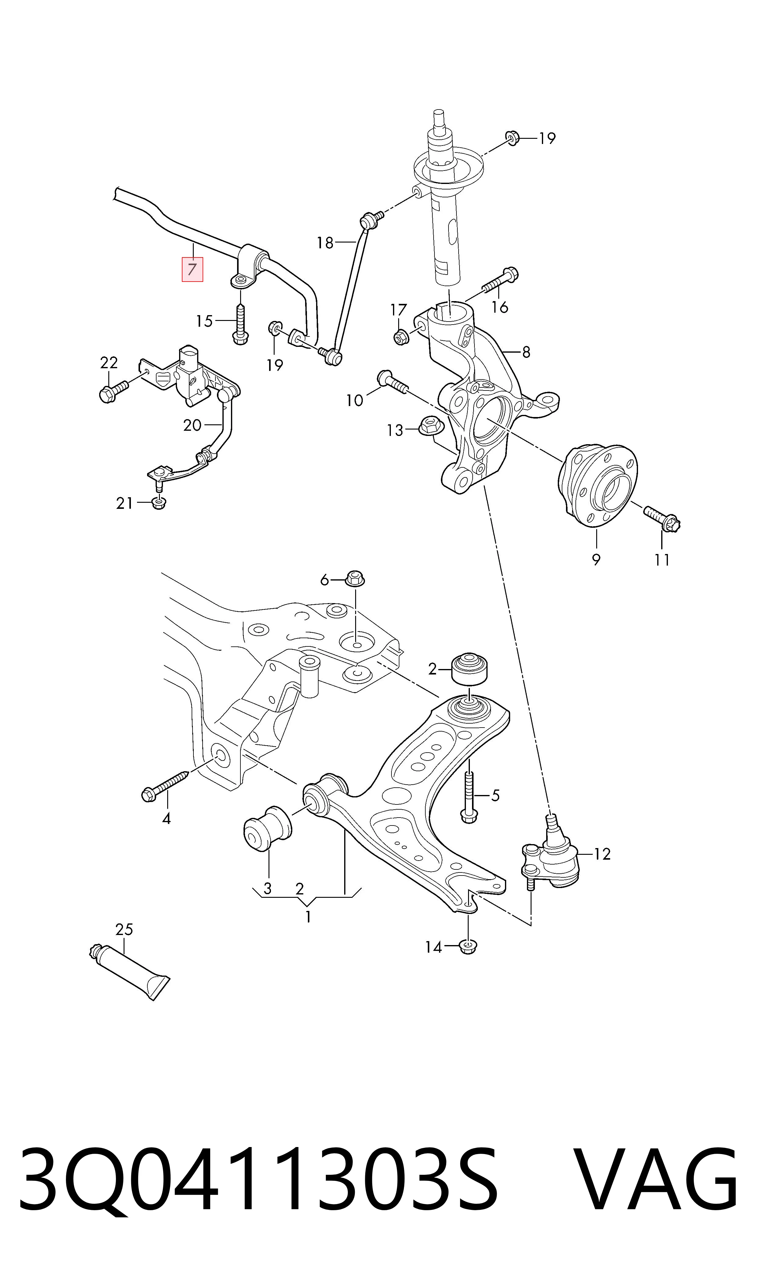Stabilizator przedni VAG 3Q0411303S cena, od 191,39 USD