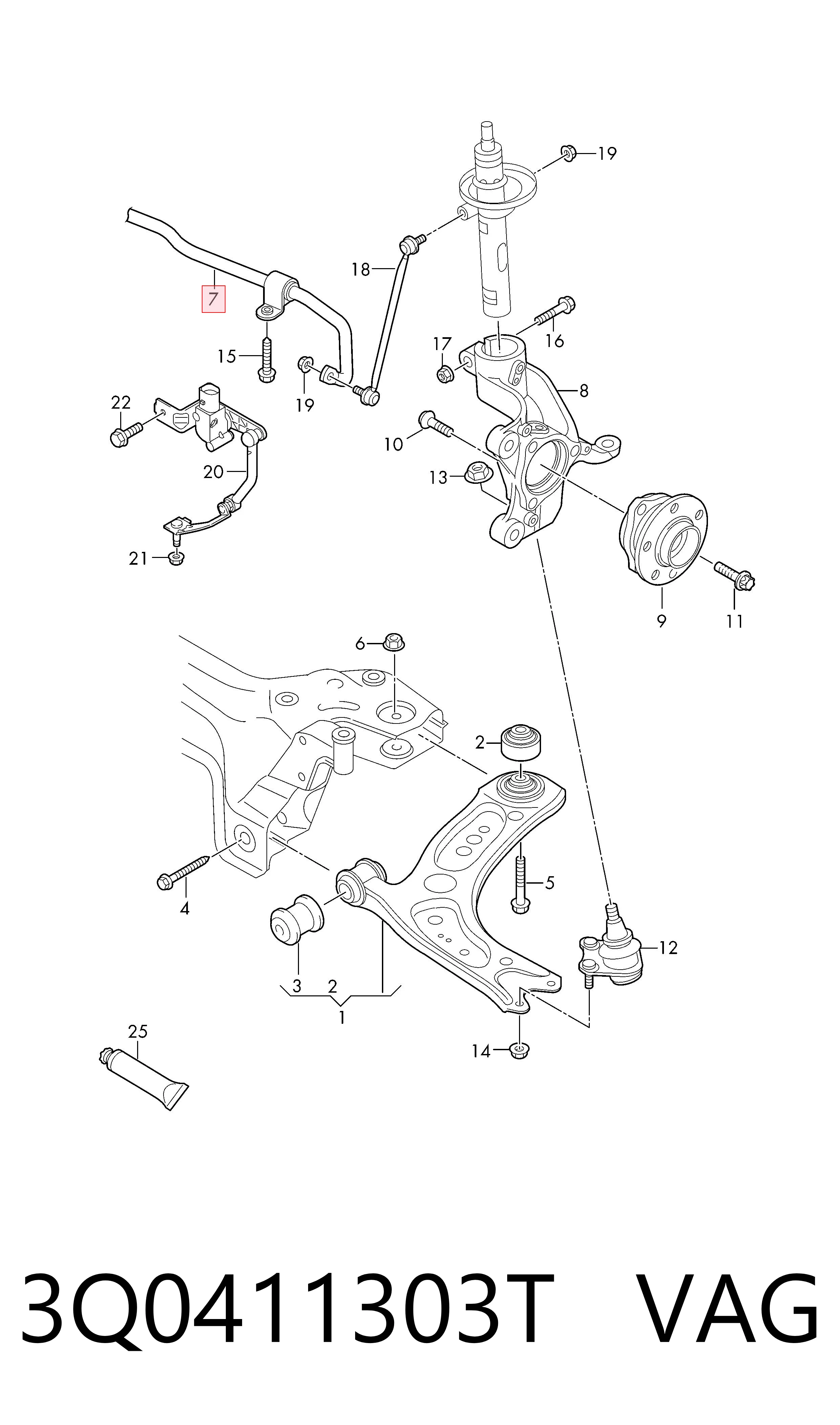 3Q0411303T VAG Stabilizator przedni