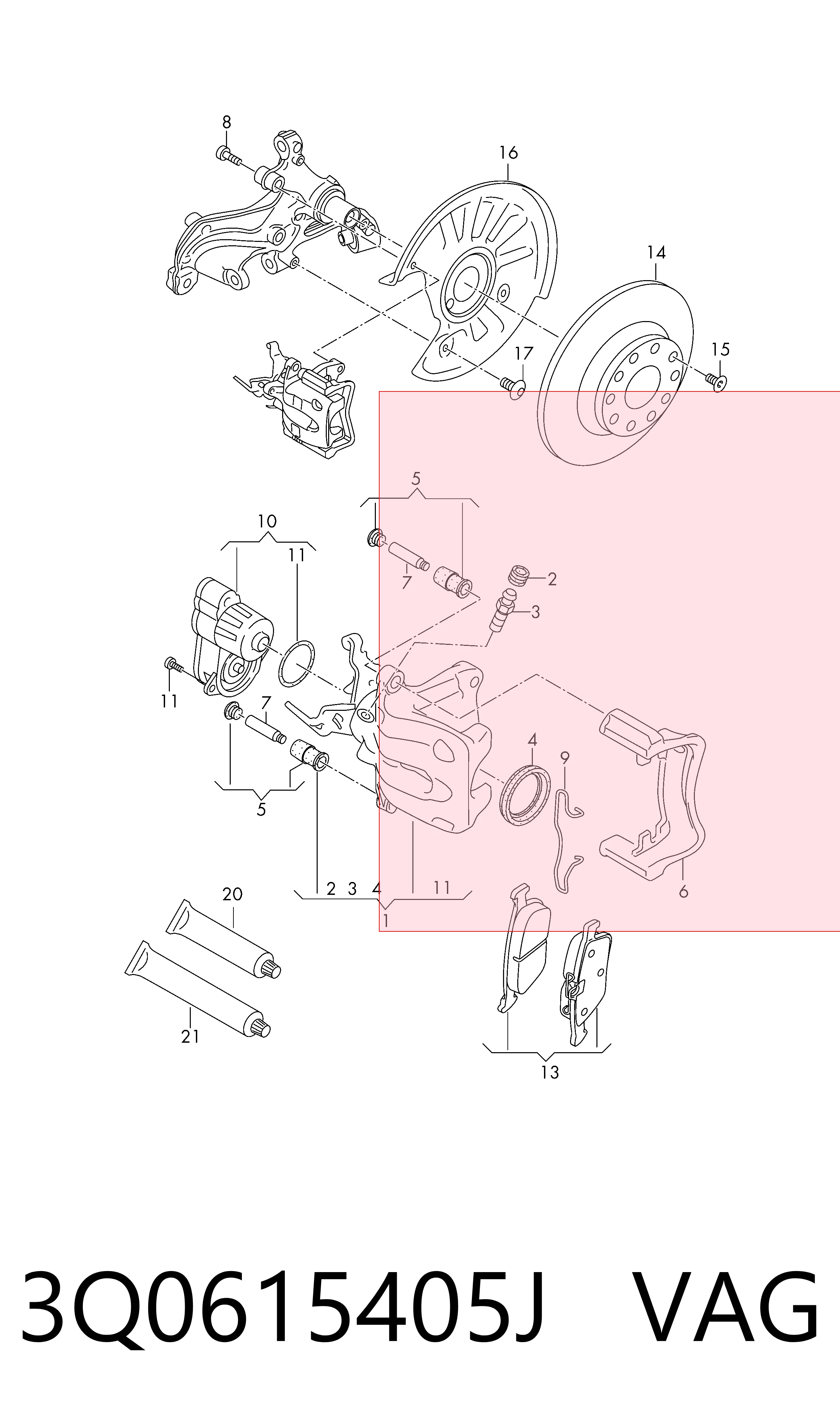 Zacisk hamulcowy tylny lewy do Volkswagen Tiguan Allspace  BW2, BJ2