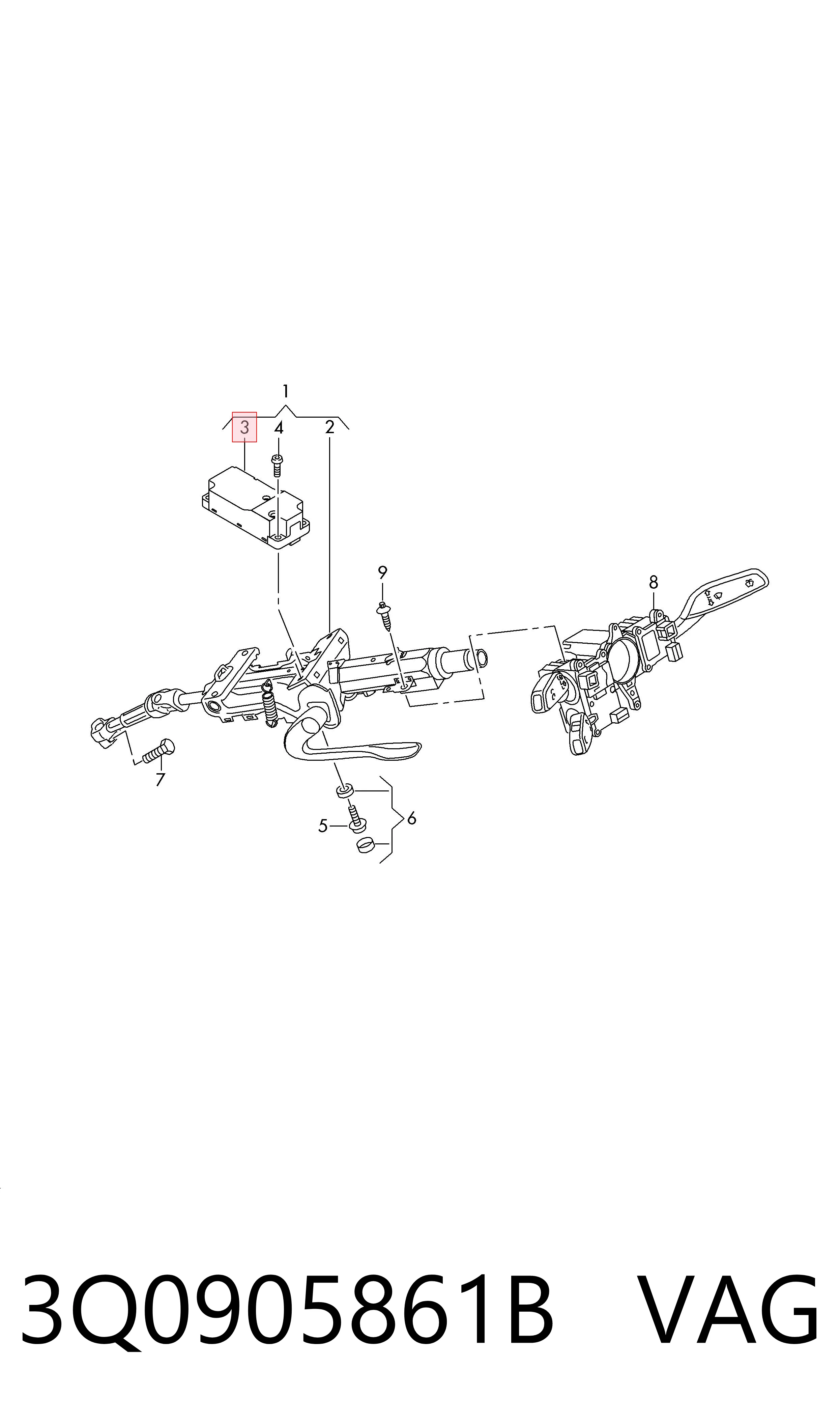 Elektroniczny moduł kolumny kierowniczej VAG 3Q0905861B cena, od 146,42 USD