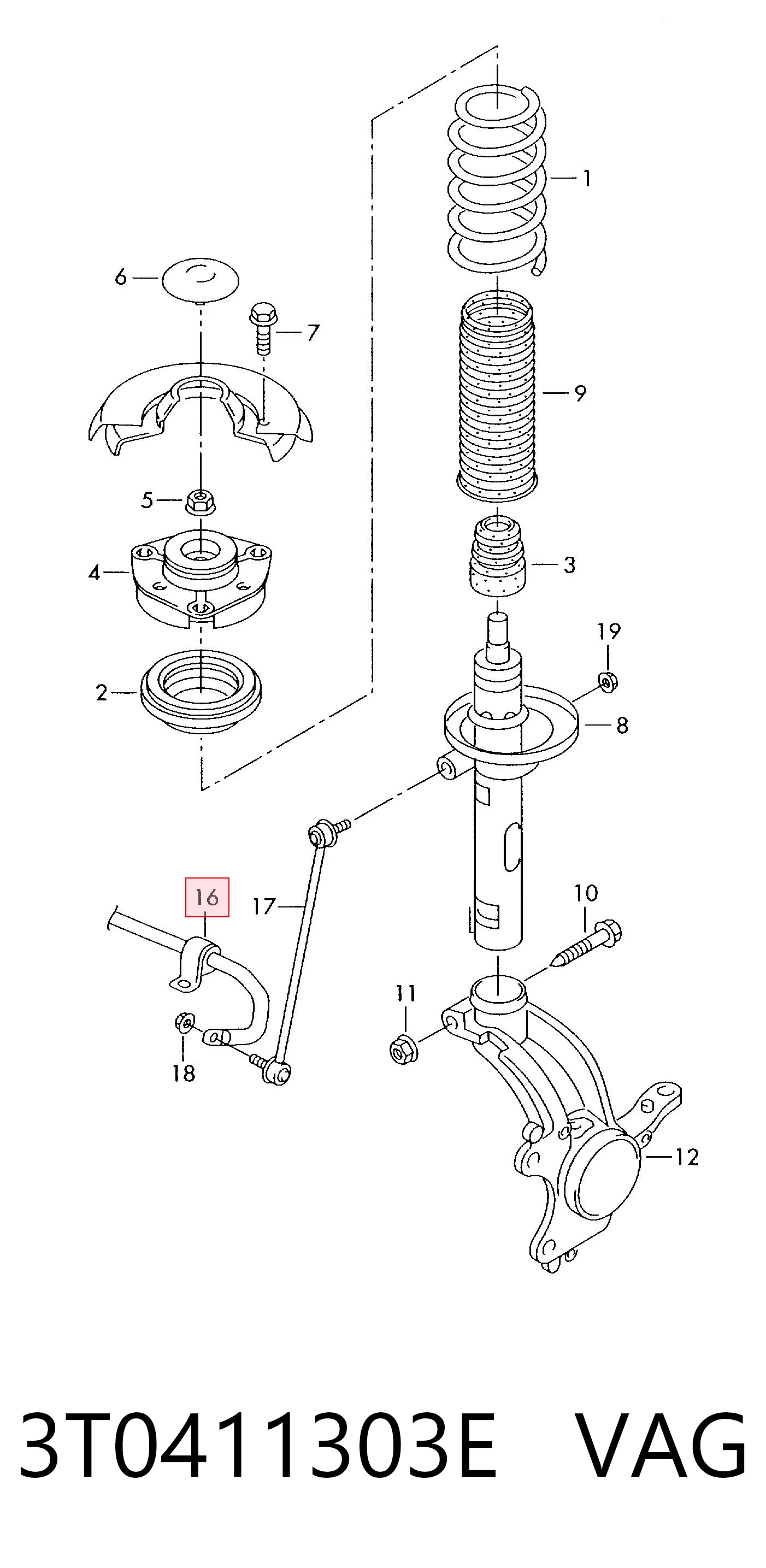 3T0411303E VAG Stabilizator przedni