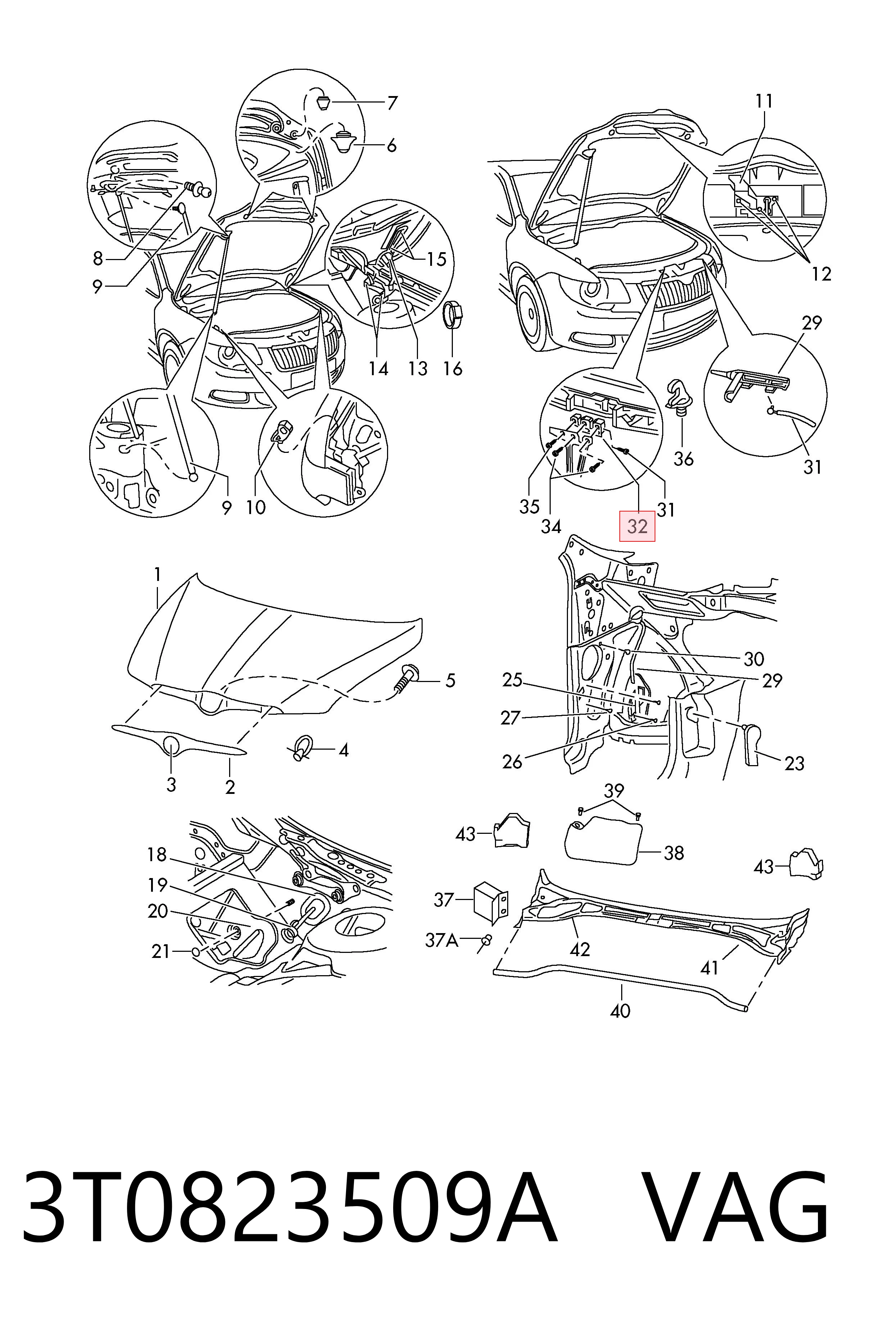 3T0823509A VAG Zamek maski