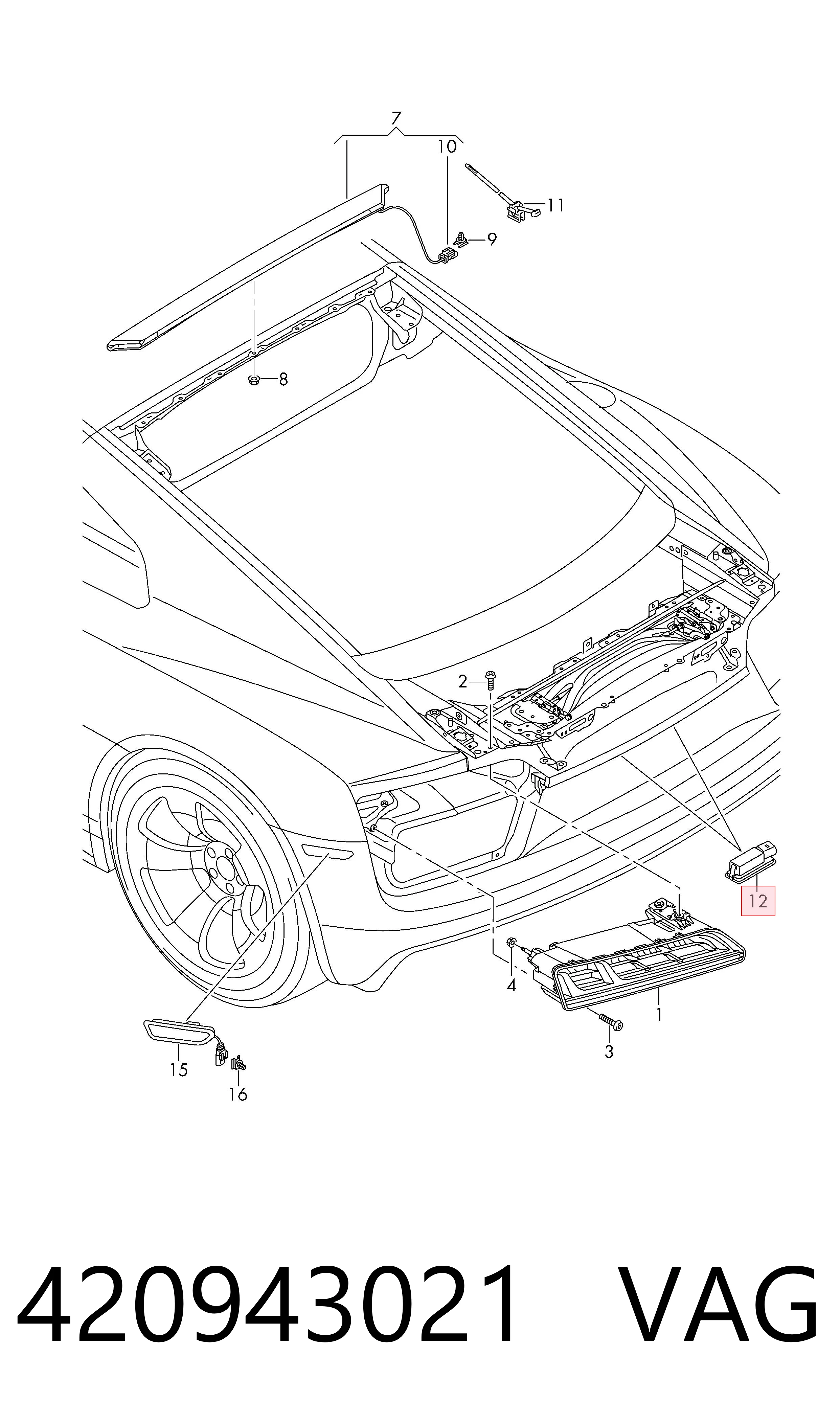 Do koszyka Lampa oświetlenia tylnej tablicy rejestracyjnej Volkswagen Polo VI AW1, BZ1, AE1