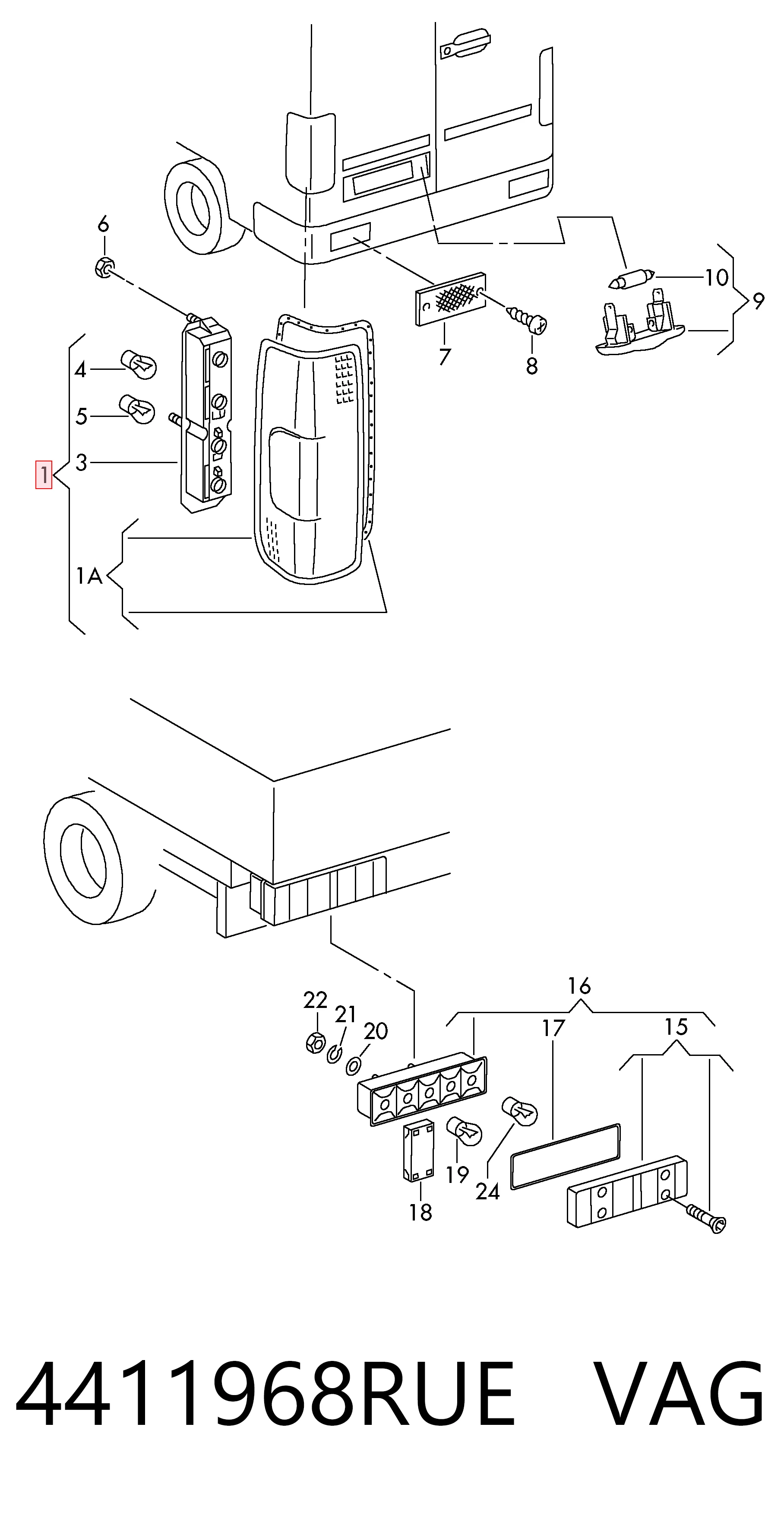  Lampa zespolona tylna prawa Volkswagen LT 
