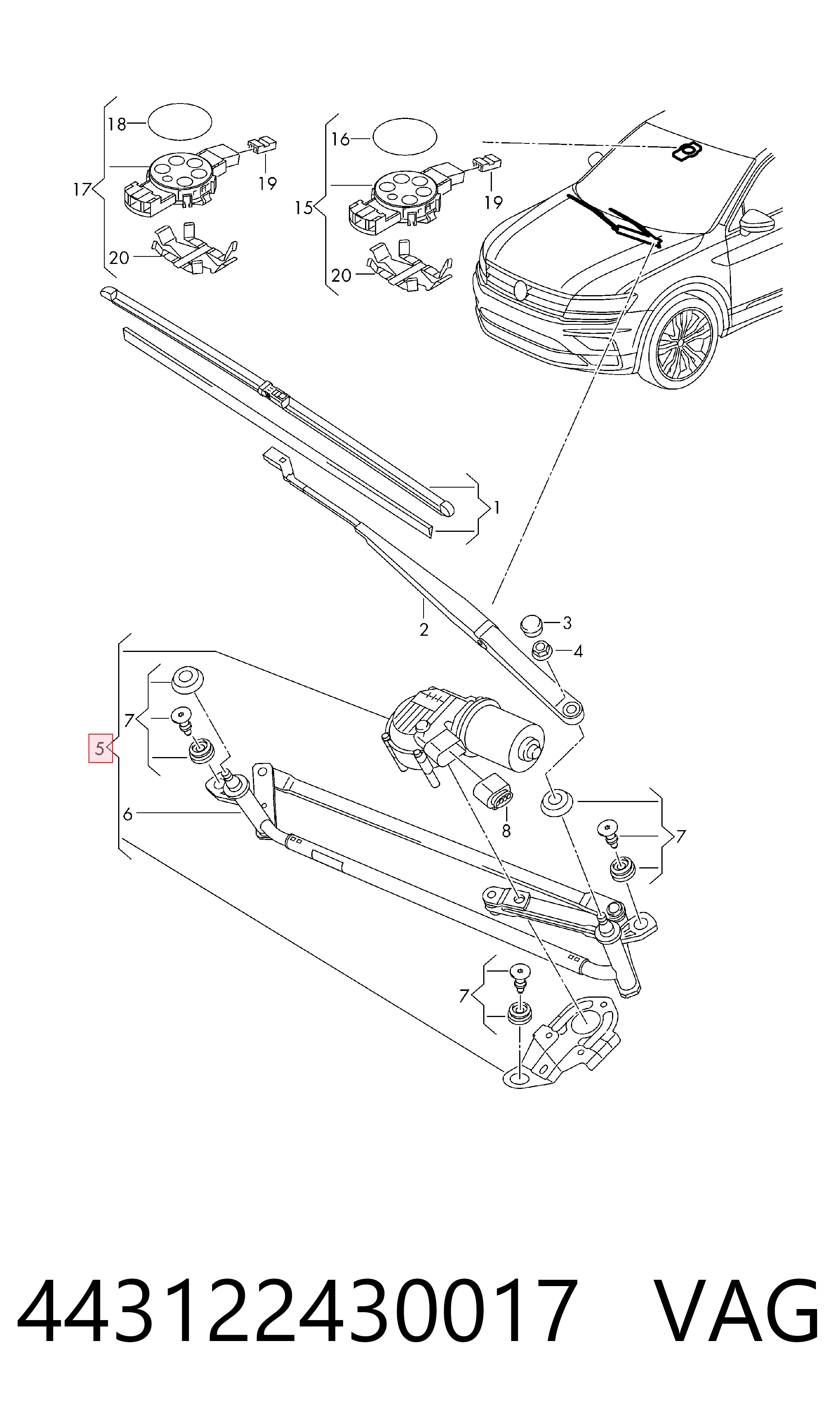 Mechanizm wycieraczek Skoda KAROQ SUV (NU7, ND7) (2017 - 2026) cena, od 95,80 USD