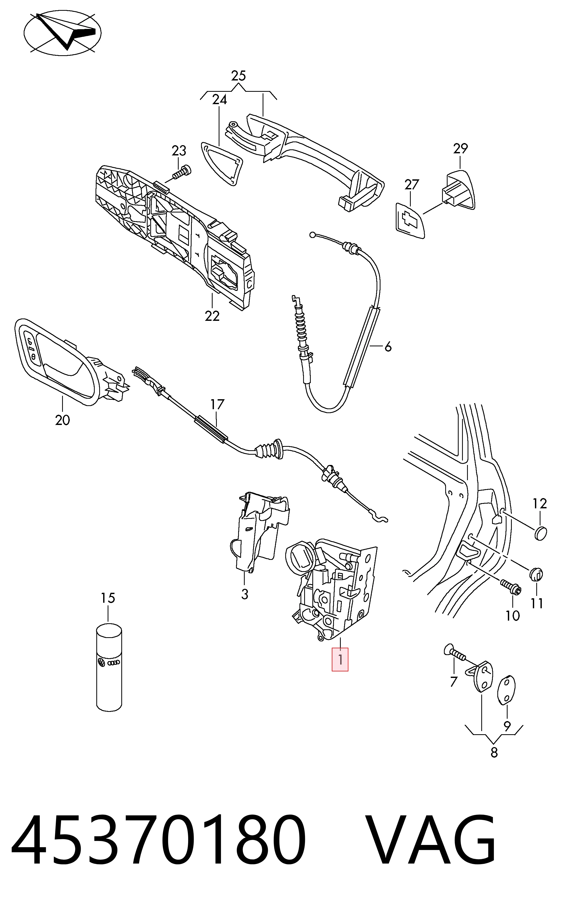 Zamek drzwi tylnych lewych do Volkswagen Golf ALLTRACK VII BA5, BV5