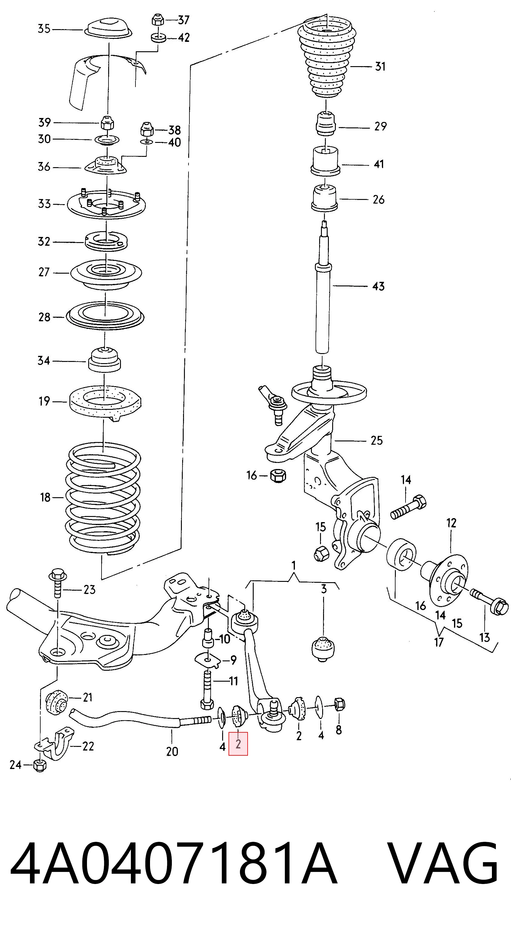 4A0407181A VAG Silentblock przedniego wahacza dolnego