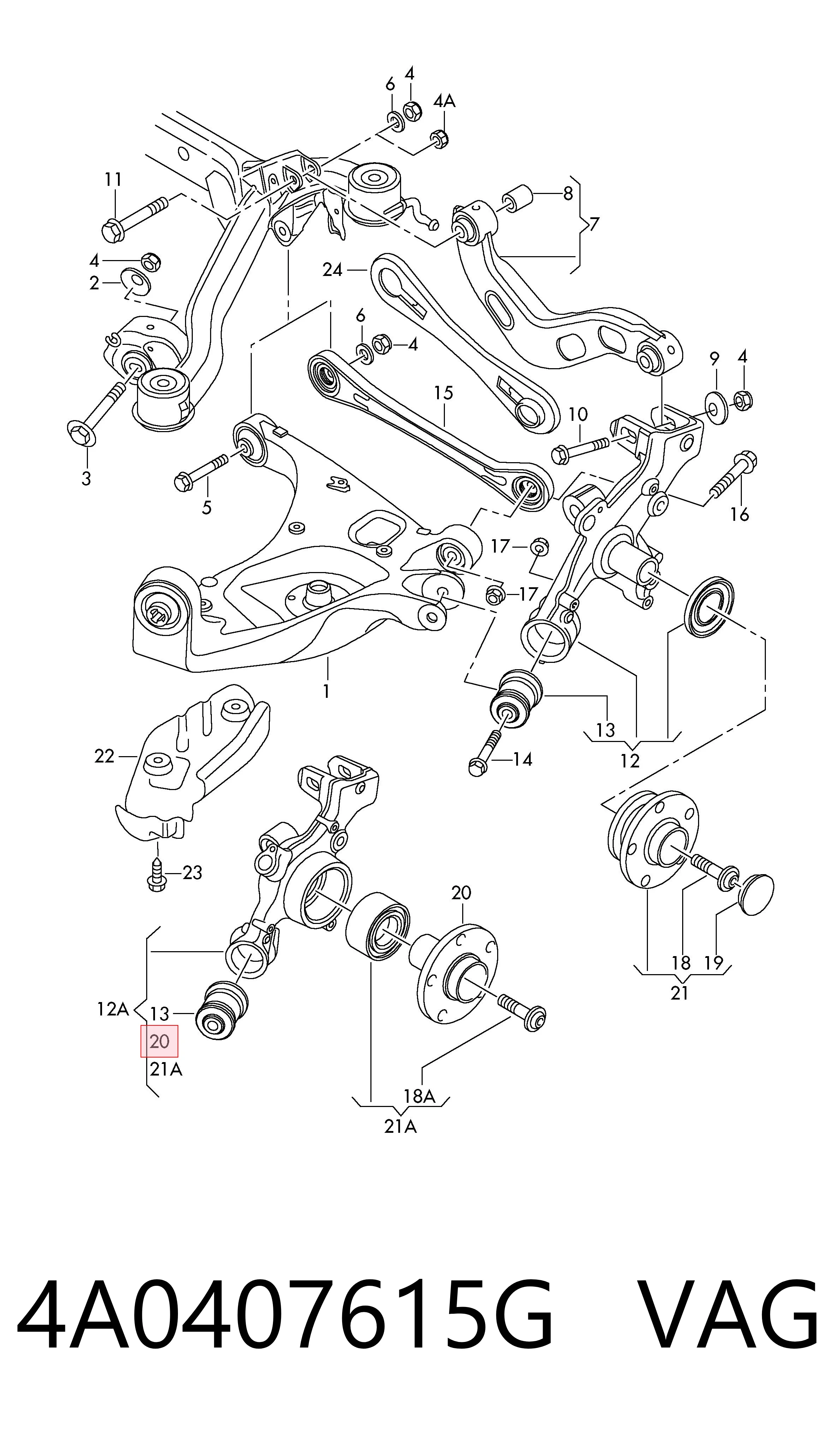 4A0407615G VAG Piasta przednia