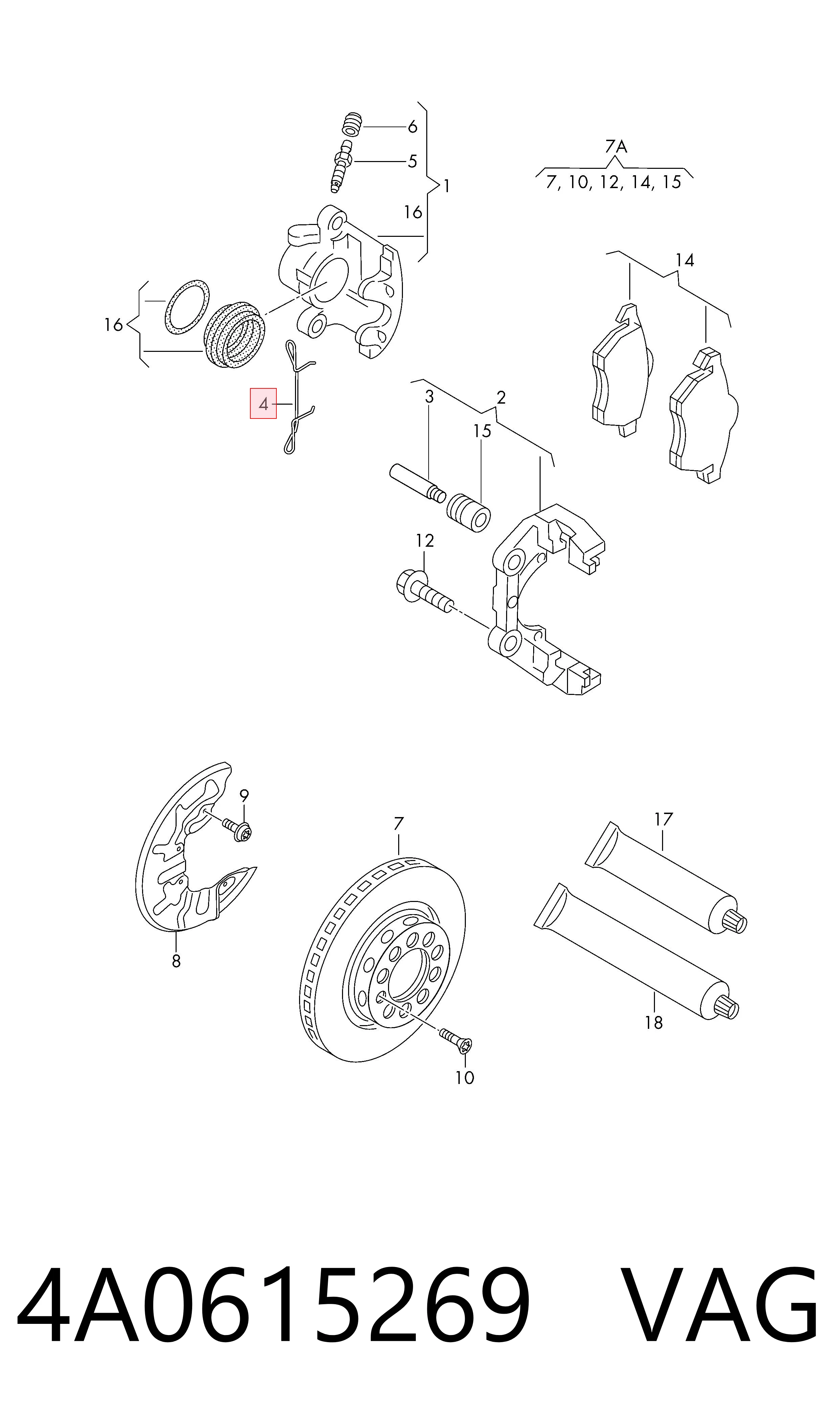 4A0615269 VAG Sprężyna mocująca zacisku