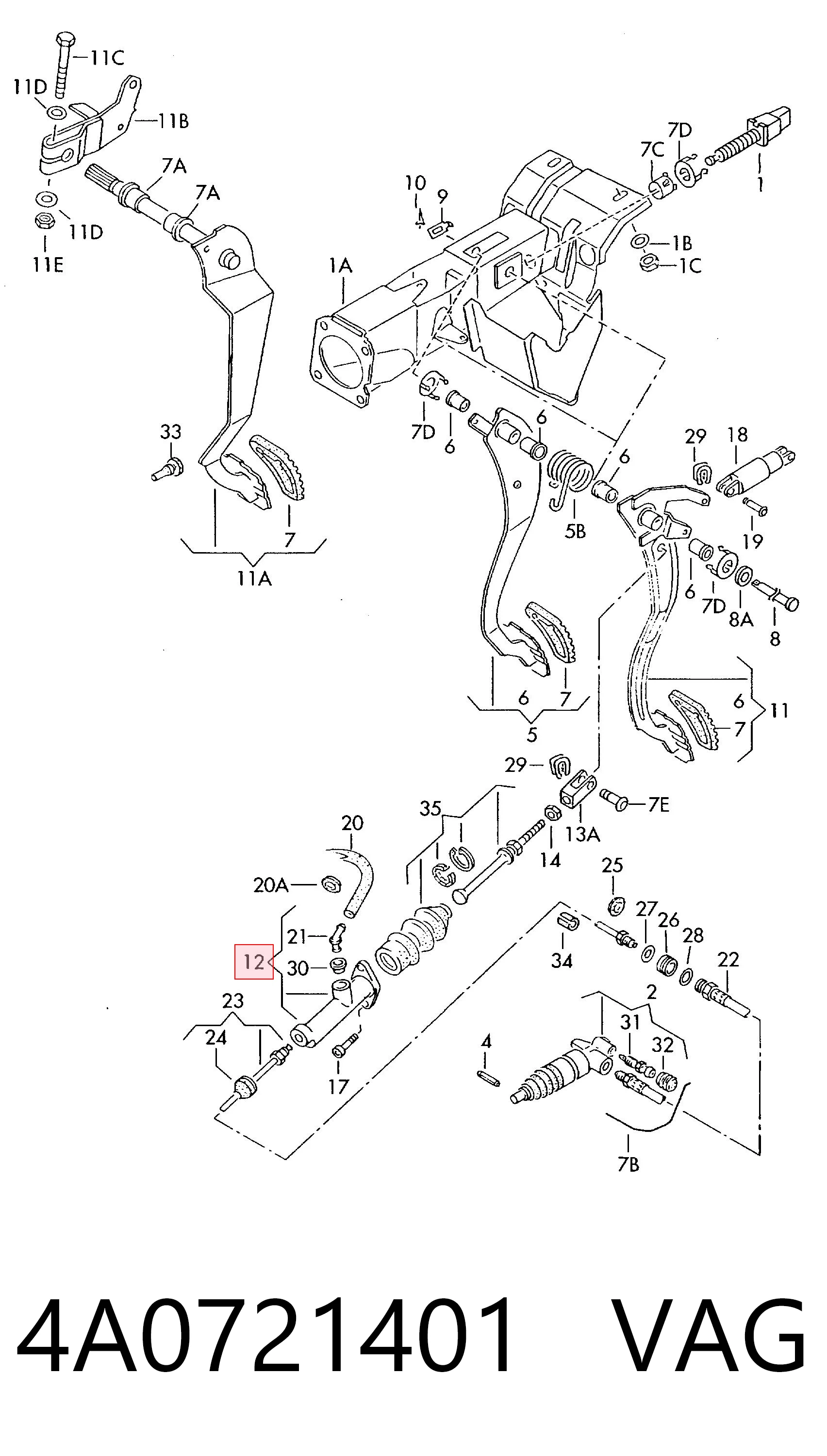  Cylinder sprzęgła główny Audi 100 
