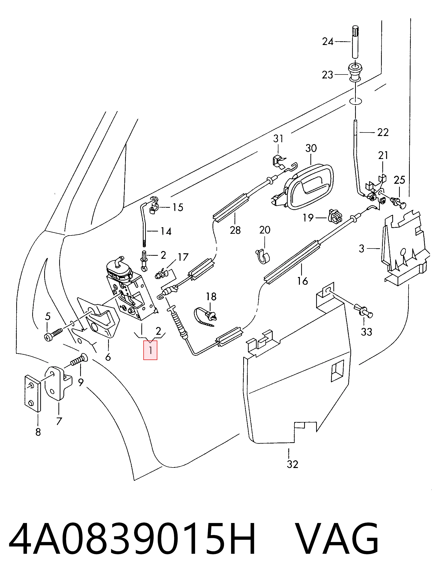  Zamek drzwi tylnych lewych Audi A4 