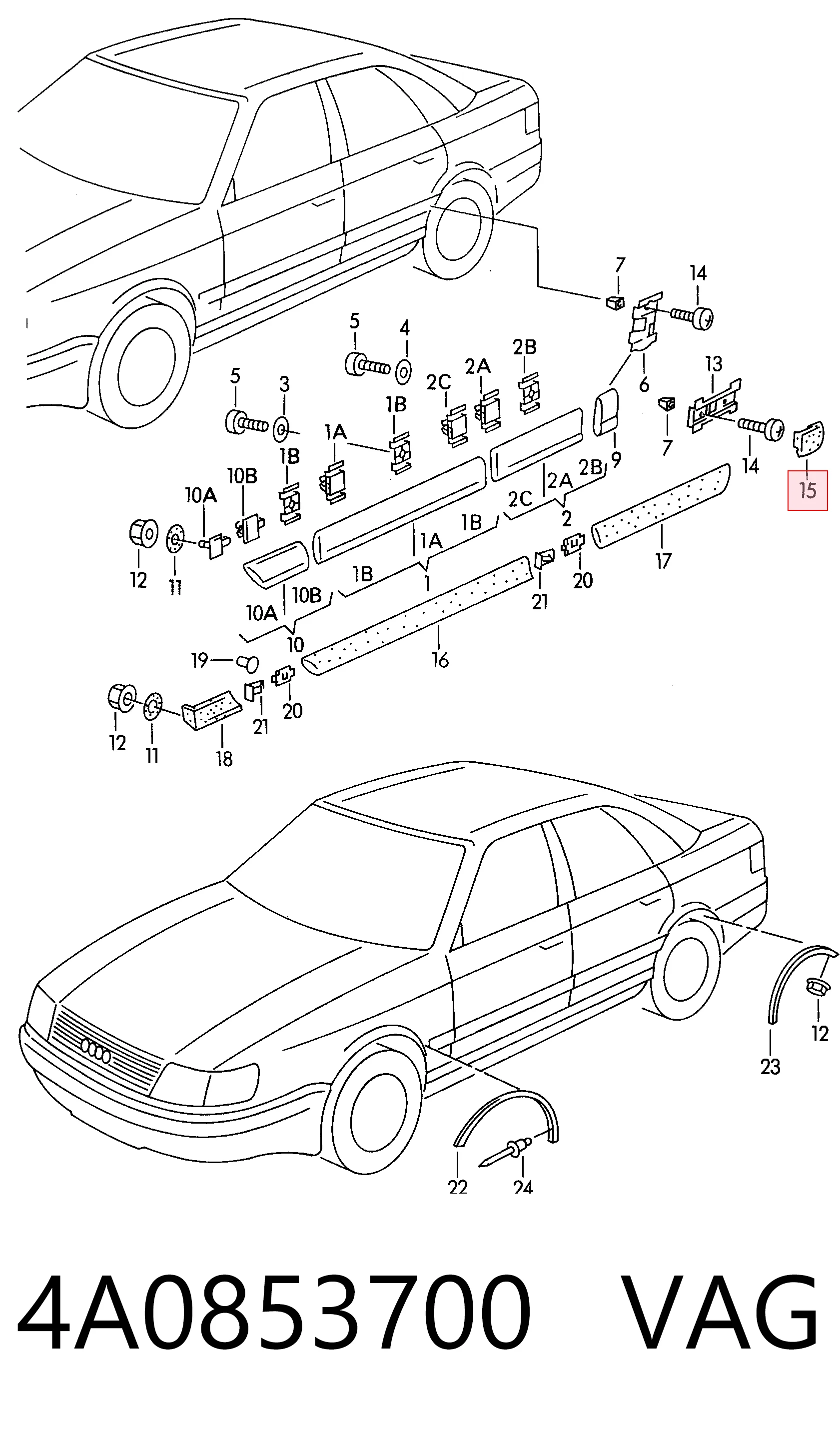 4A0853700 VAG Listwa ochronna błotnika tylnego prawego