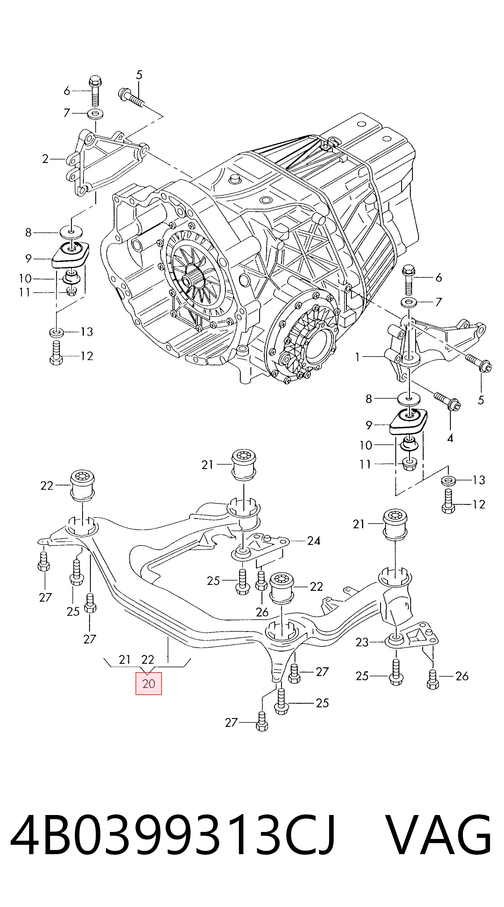 Korpus osi przedniej Audi A4 B5 sedana (8D2) (1994 - 2001) cena, od 237,68 USD