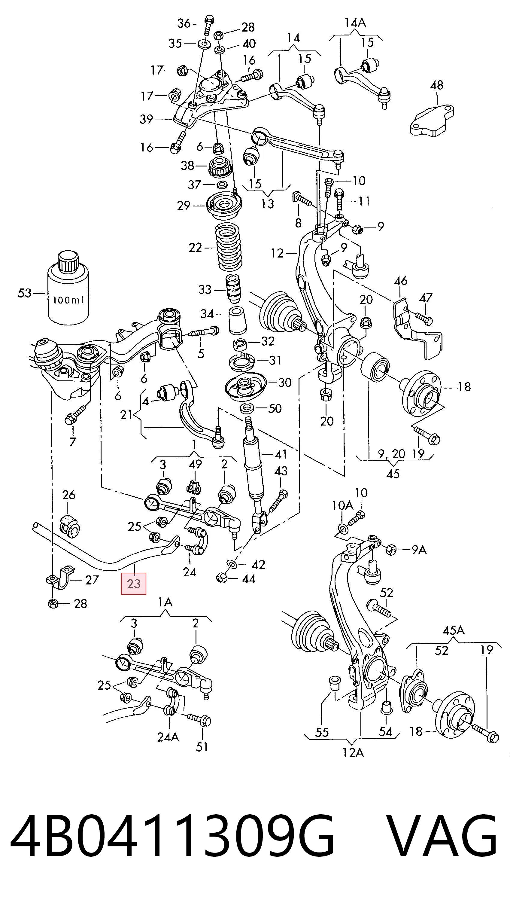 Stabilizator przedni do Audi A6 C5 4B2, 4B4