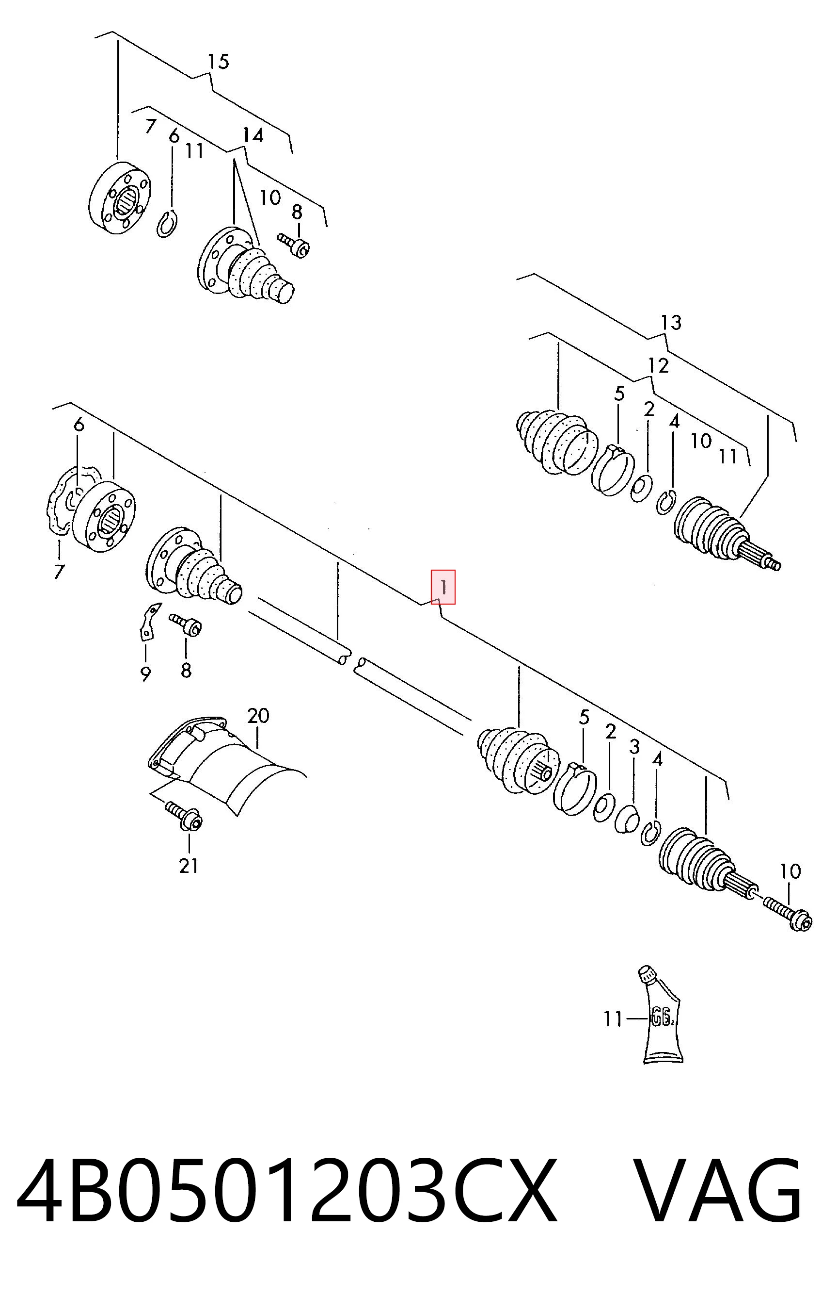 Półoś tylna do Audi A6 C5 4B2, 4B4