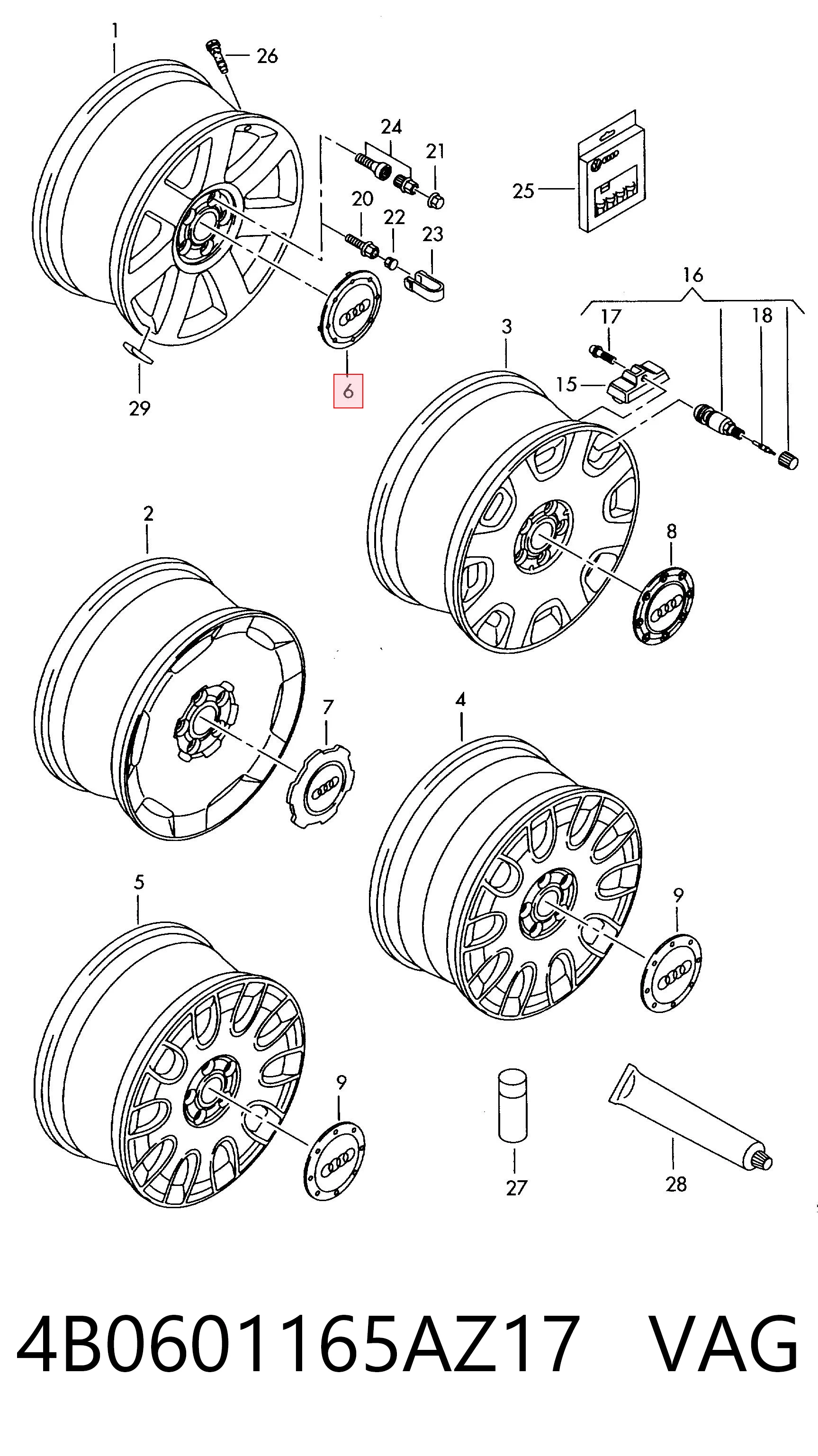 Kołpak do obręczy koła do Audi A4 B5 8D2
