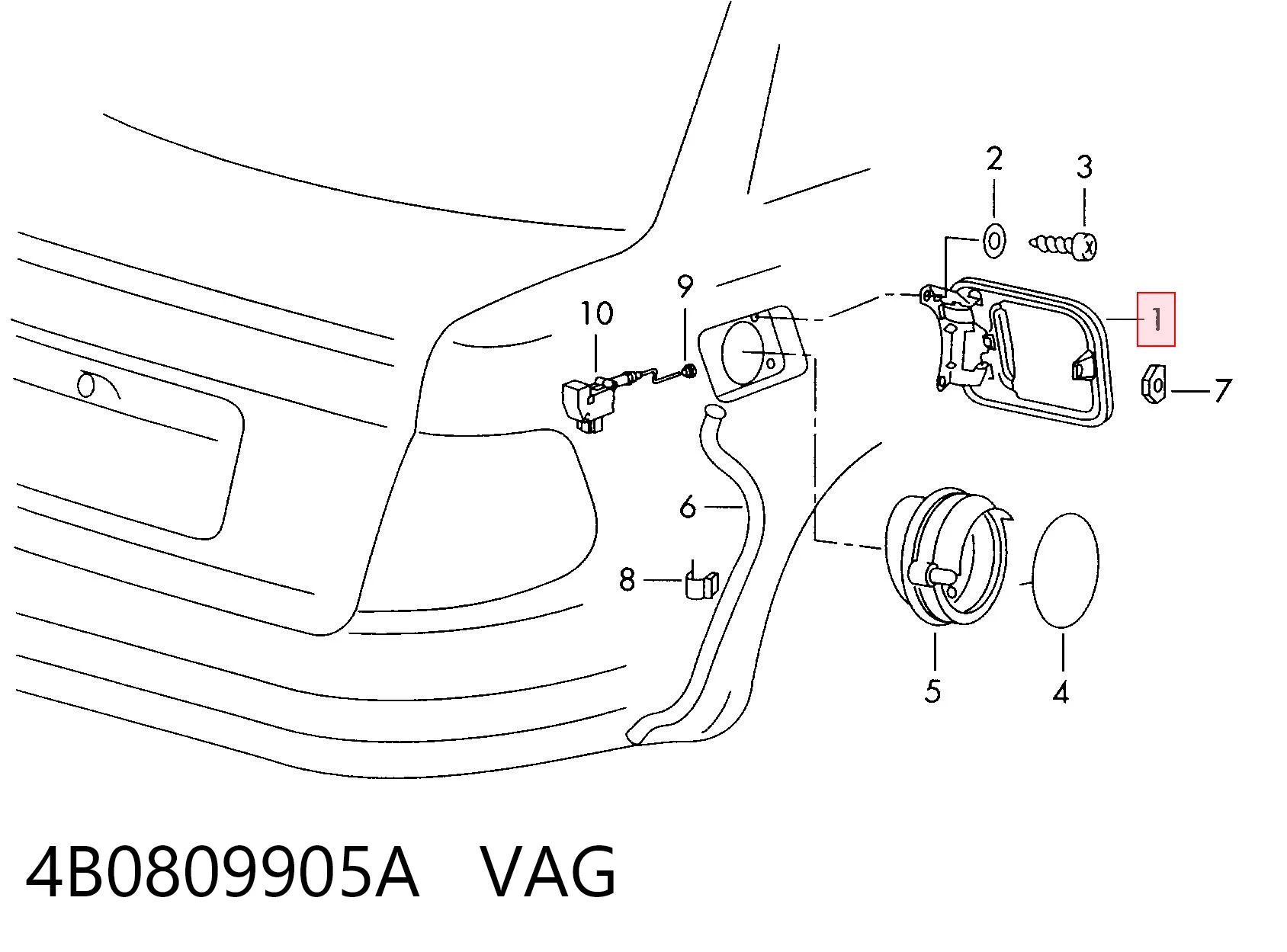 Klapka wlewu paliwa do Audi A6 C5 4B2, 4B4