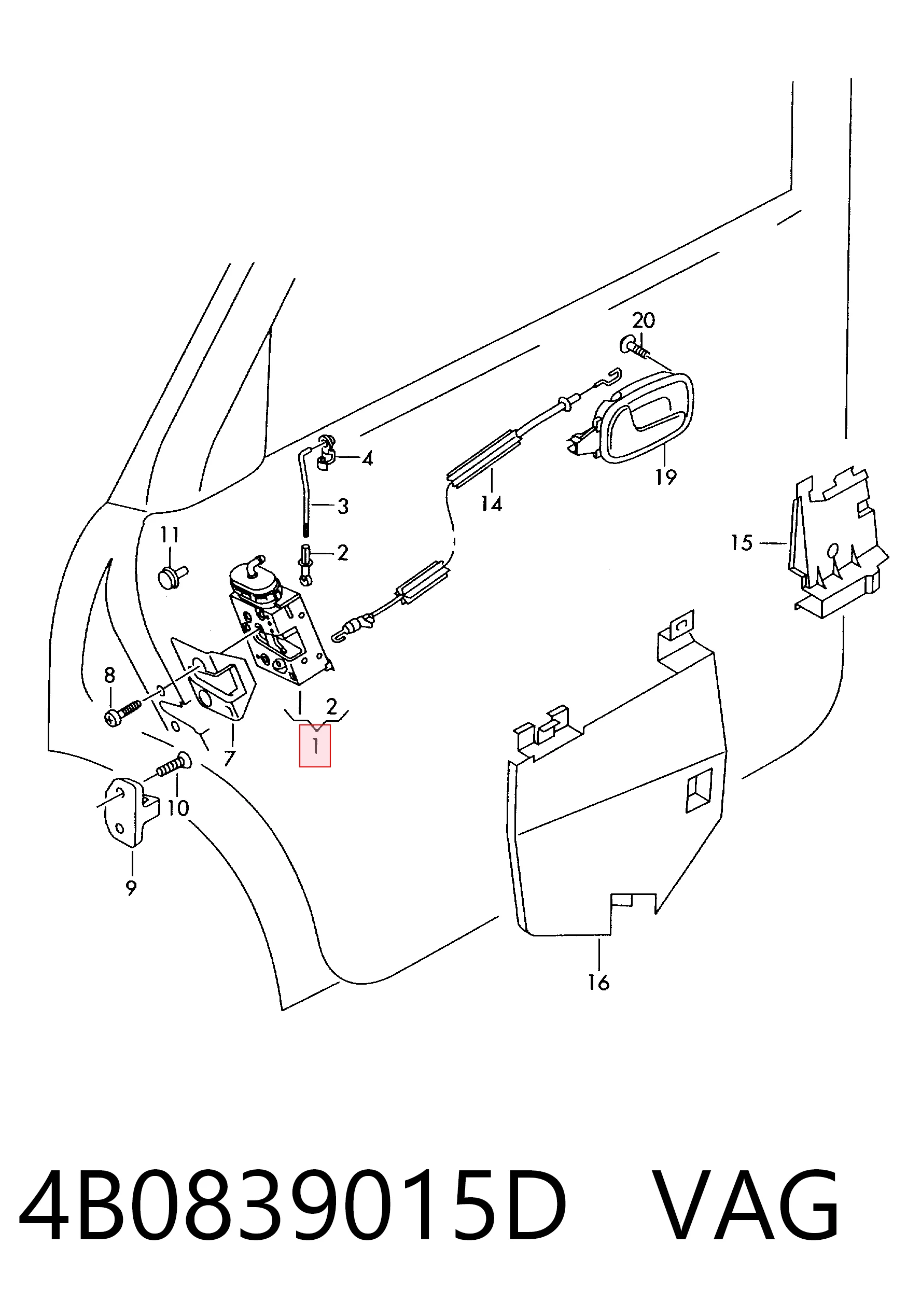 Zamek drzwi tylnych lewych Audi A4 B6