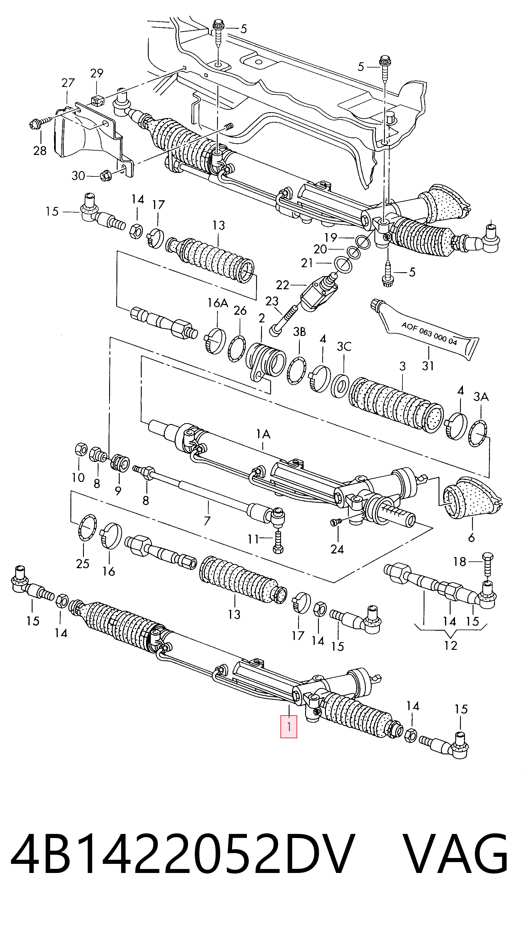 Listwa kierownicza (maglownica) Audi A6 C5 sedana (4B2, 4B4) (1997 - 2005) cena, od 121,04 USD
