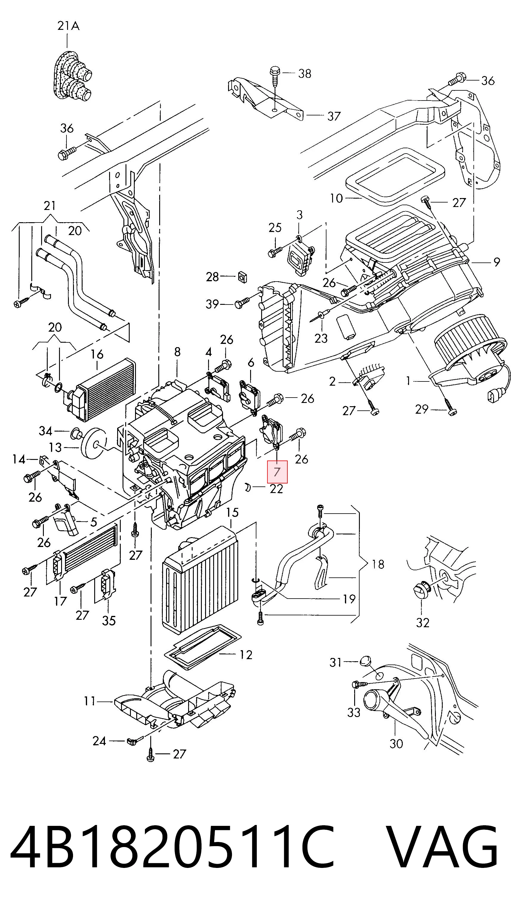 Silniczek klapy nagrzewnicy do Audi A6 C5 4B2, 4B4