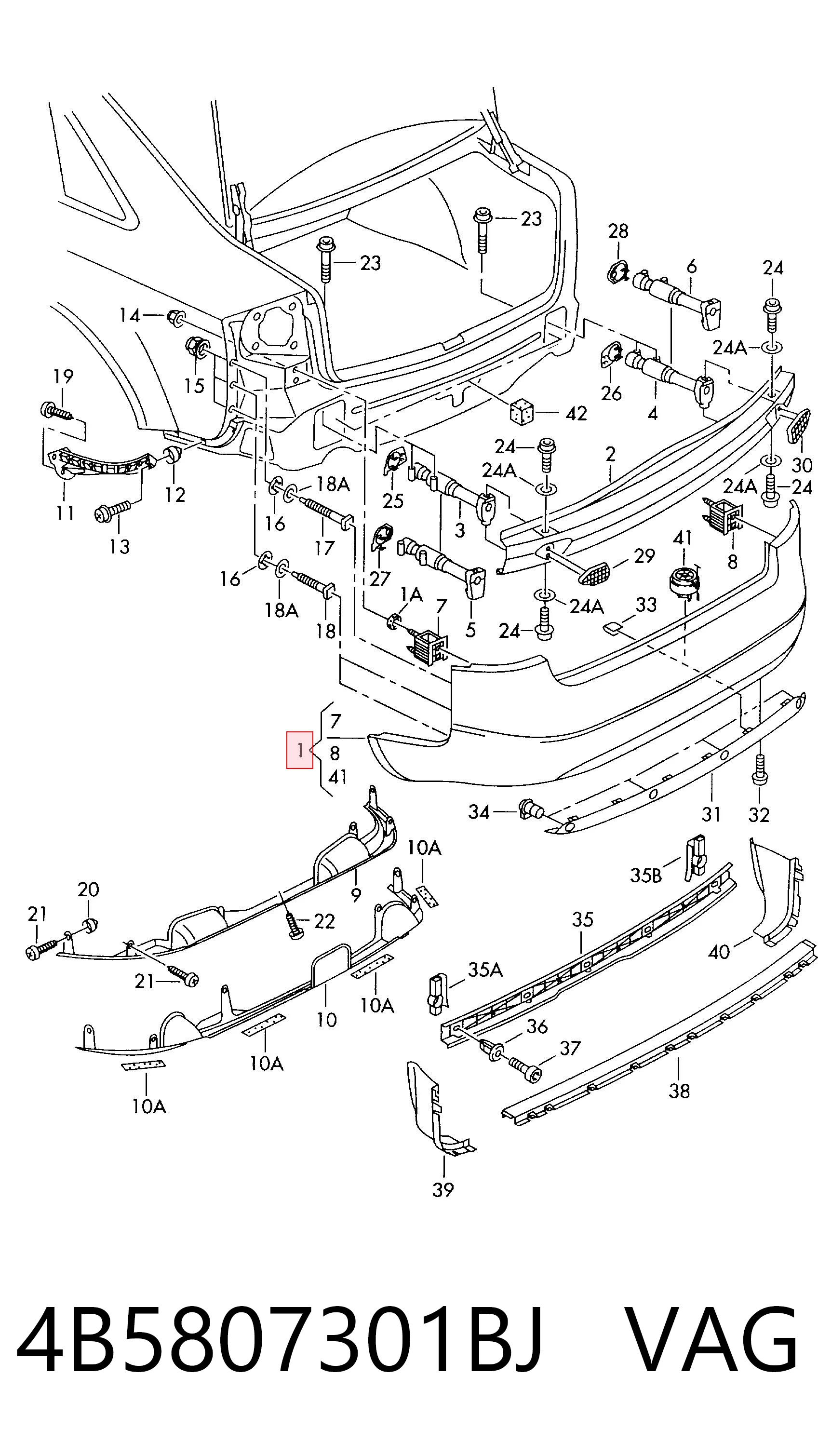 Zderzak tylny do Audi A6 C5 4B2, 4B4