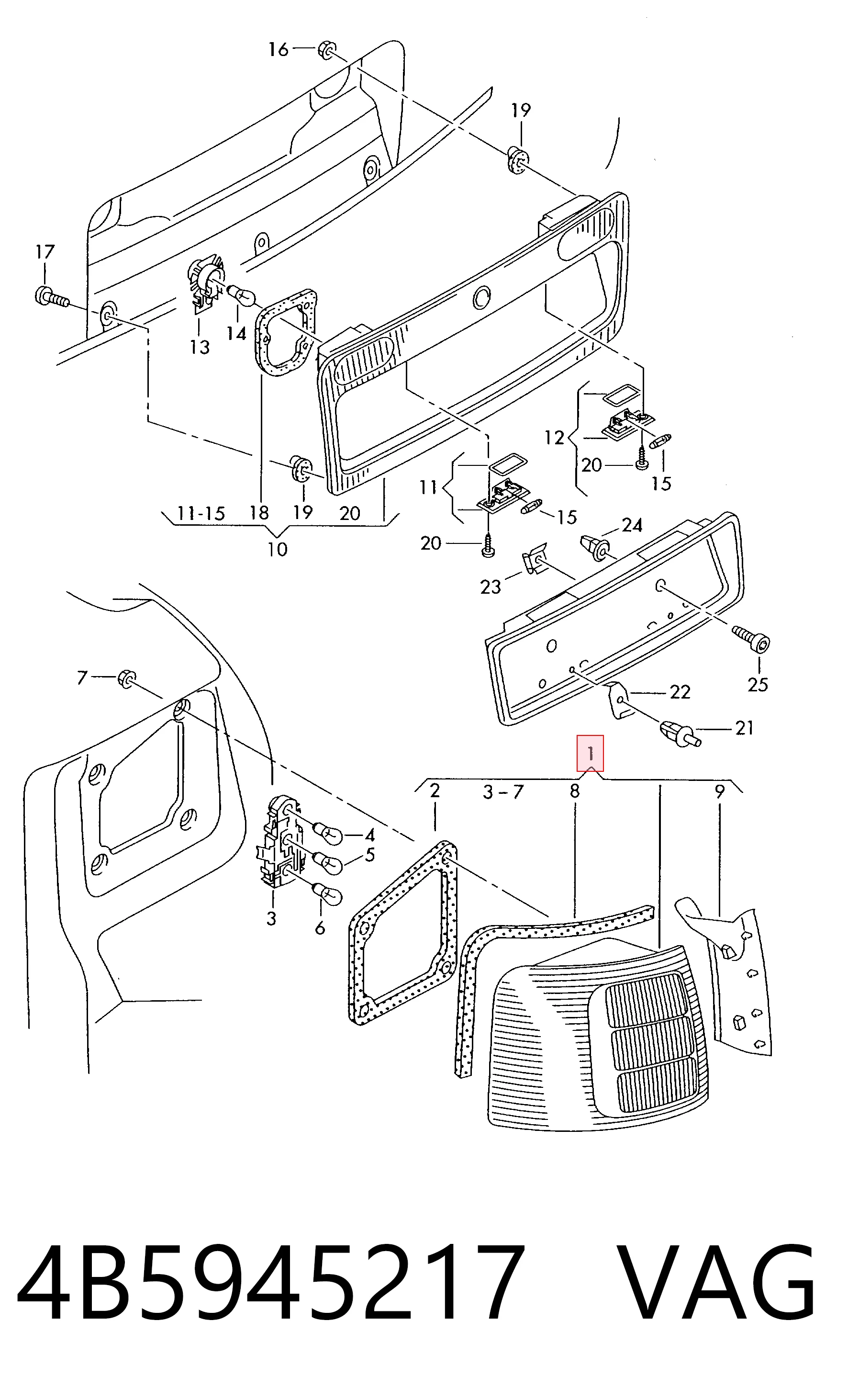 Do koszyka Lampa zespolona tylna lewa Audi A6 C5 4B2, 4B4