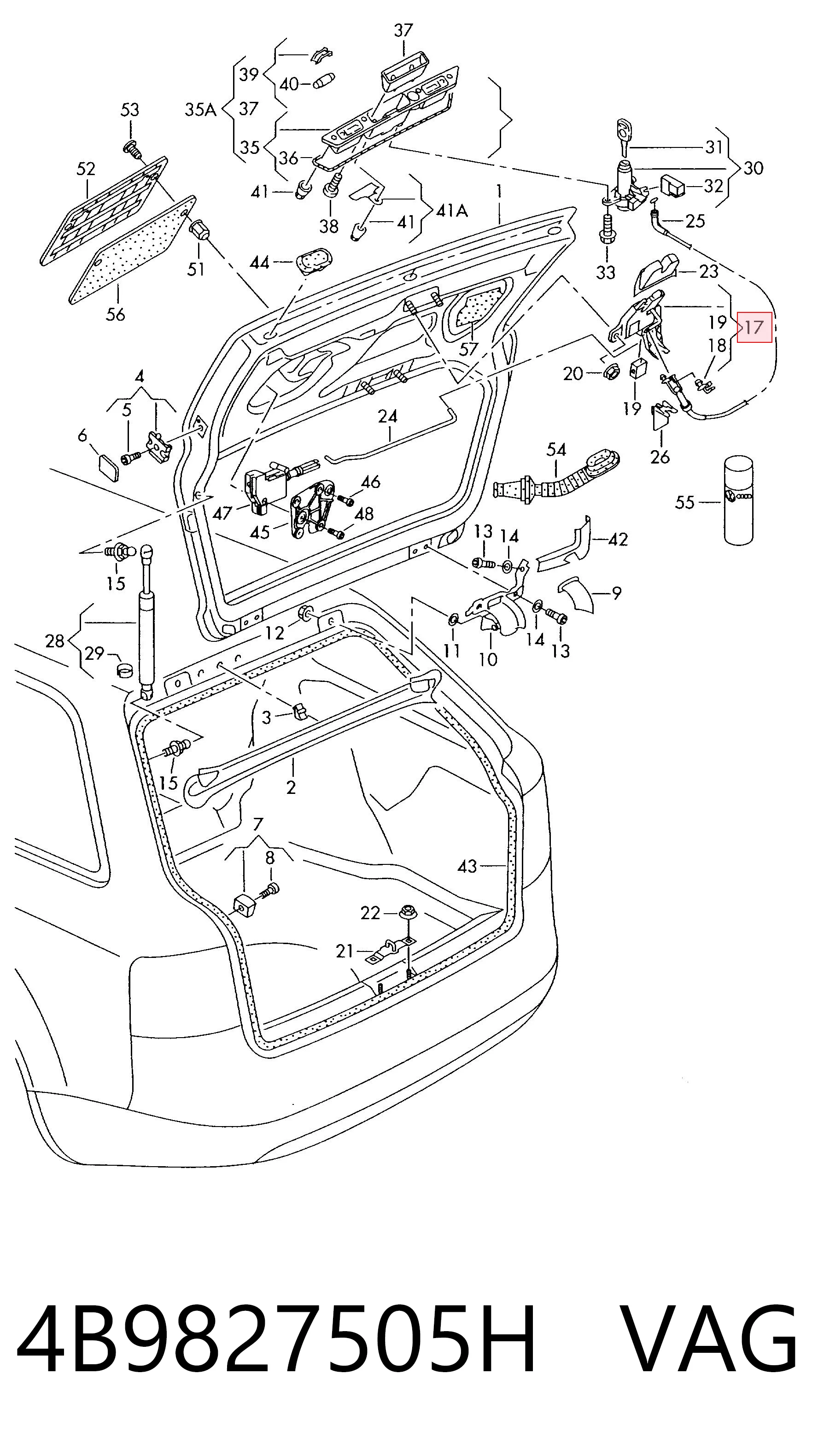 Zamek klapy bagażnika (3/5 drzwi tylnych) do Audi A2  8Z0