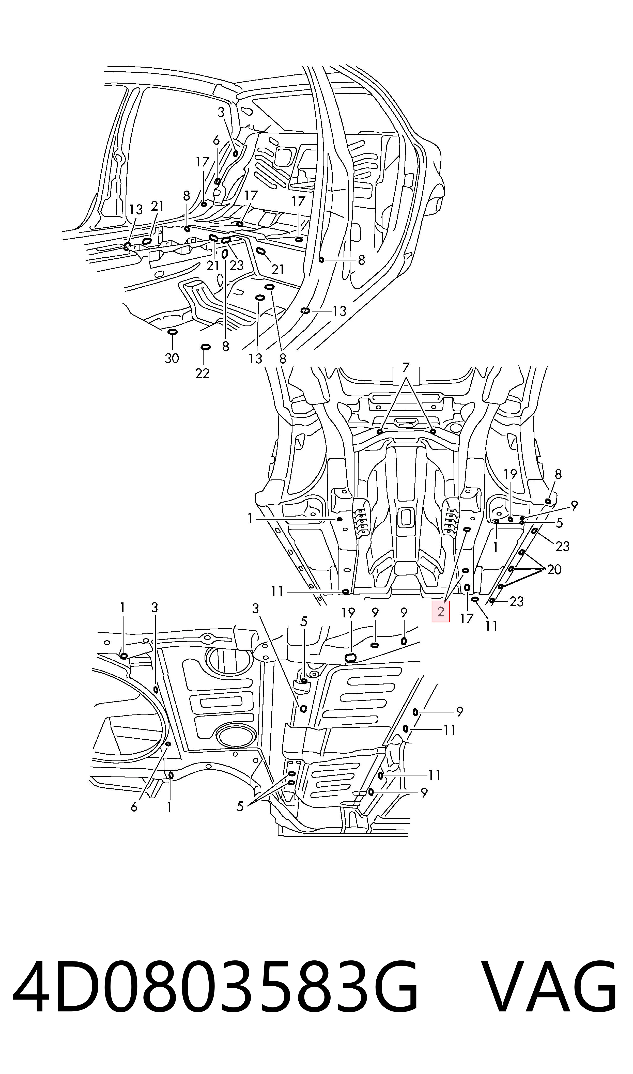 4D0803583G VAG Wkładka dna nadwozia