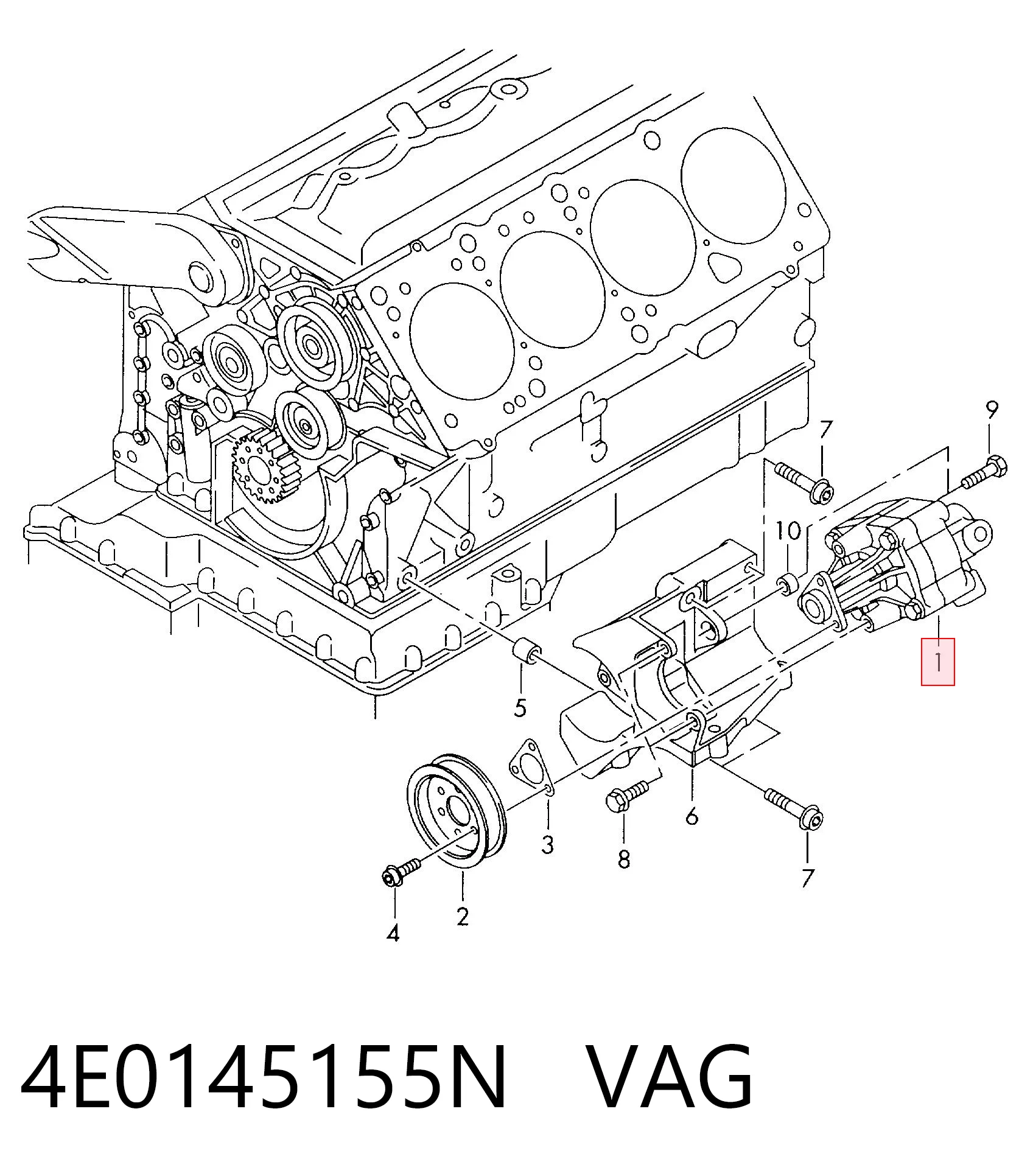 Pompa wspomagania hydraulicznego kierownicy 4E0145155N VAG
