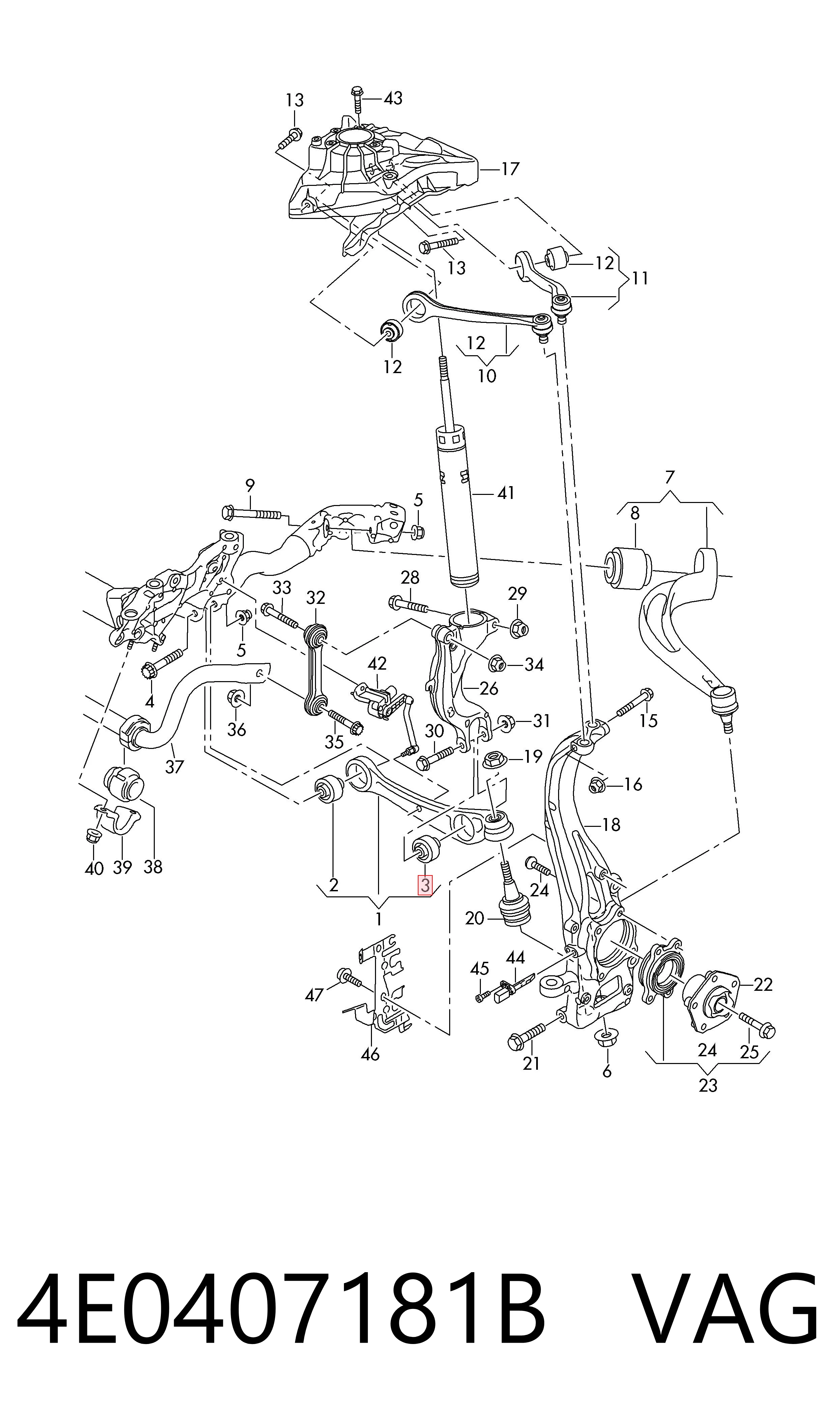 4E0407181B VAG Silentblock przedniego wahacza dolnego