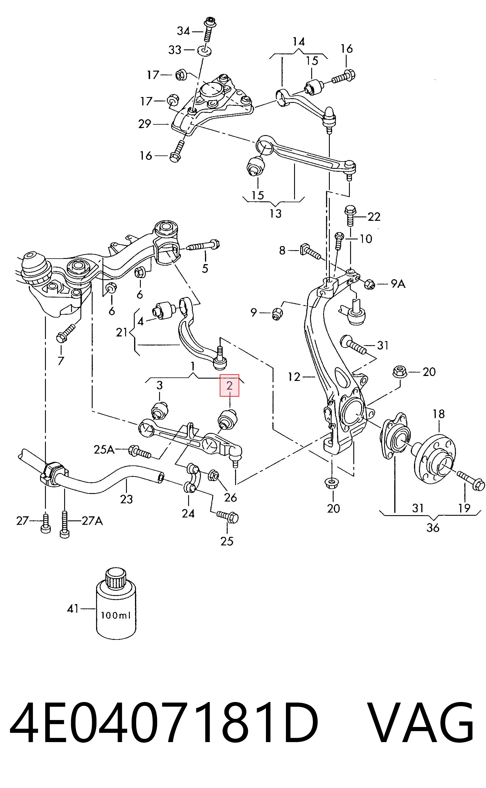 4E0407181D VAG Silentblock przedniego wahacza dolnego