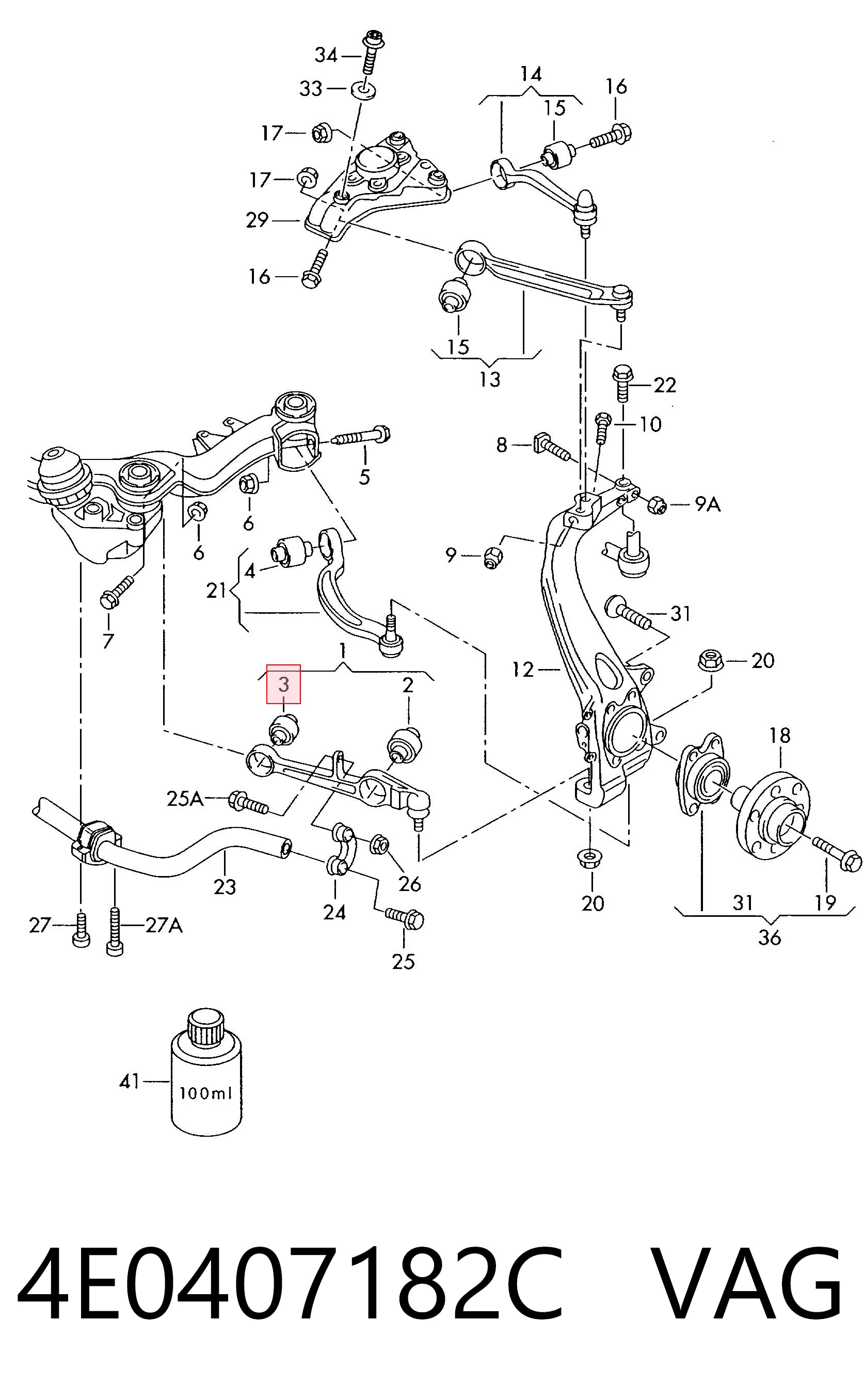 4E0407182C VAG Silentblock przedniego wahacza dolnego
