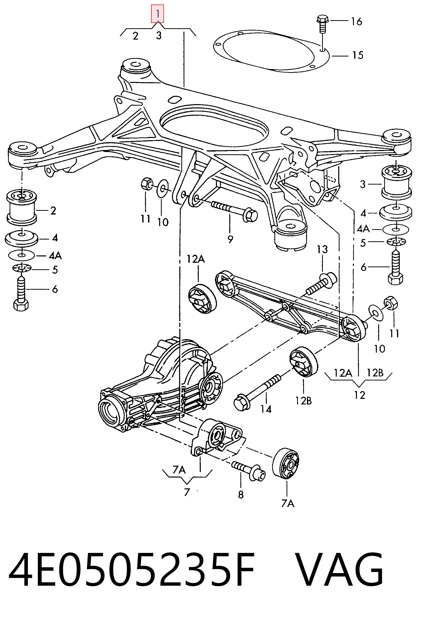 Korpus osi tylnej do Audi A8 D3 4E2, 4E8