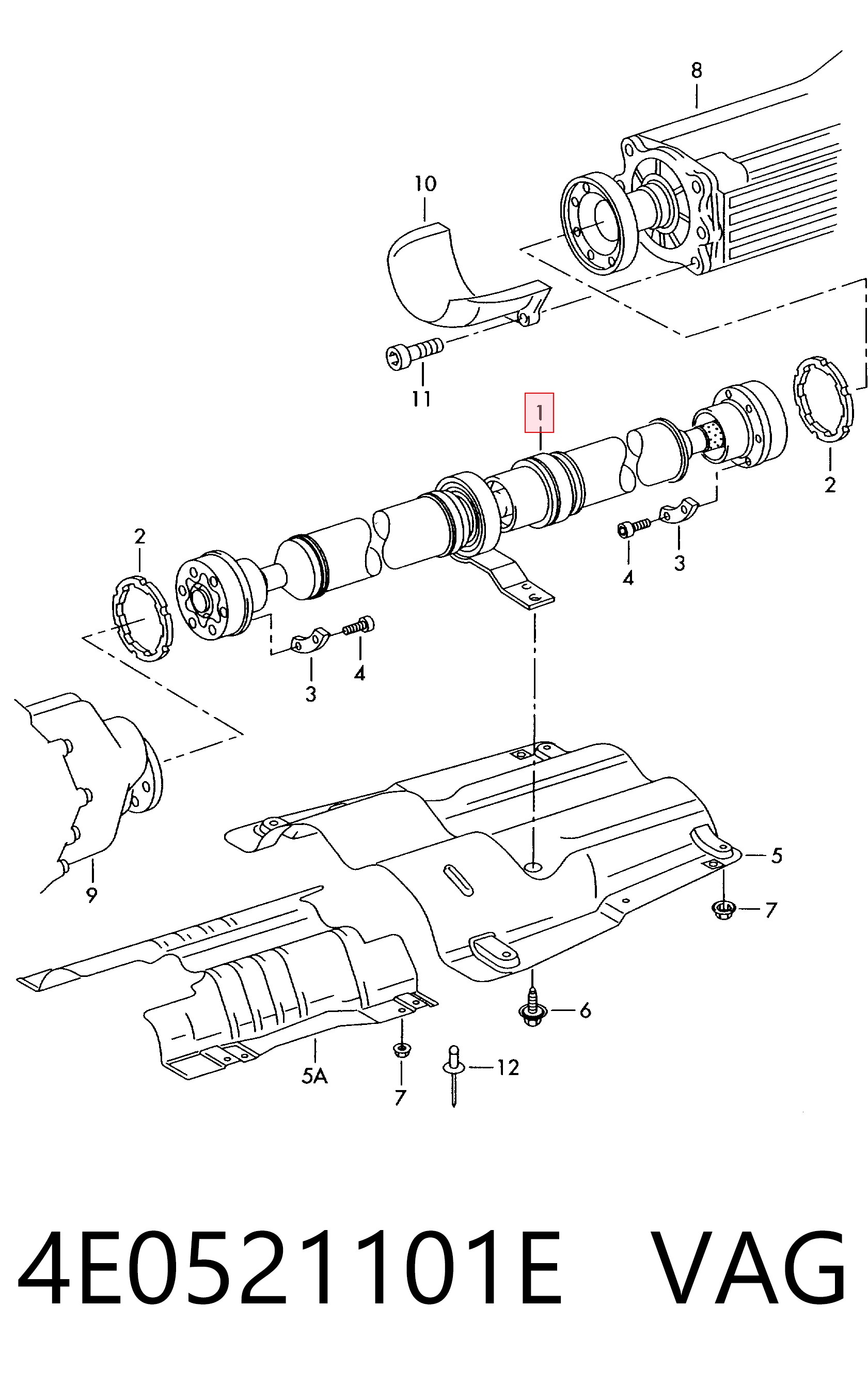 Wał Cardana tylny, kompletny do Audi A8 D3 4E2, 4E8