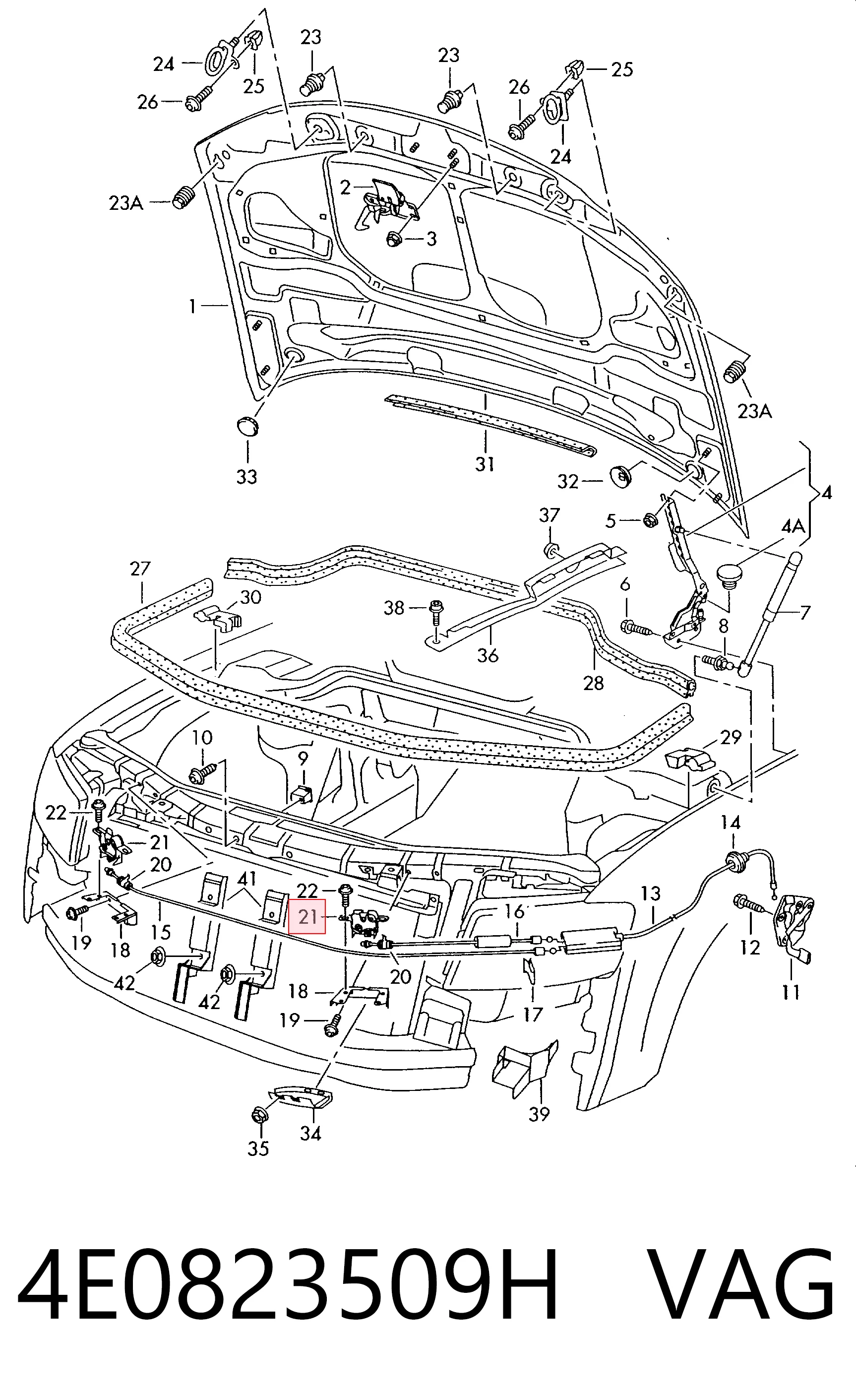 Zamek maski Audi A8 D3 sedana (4E2, 4E8) (2002 - 2010) cena, od 165,48 USD