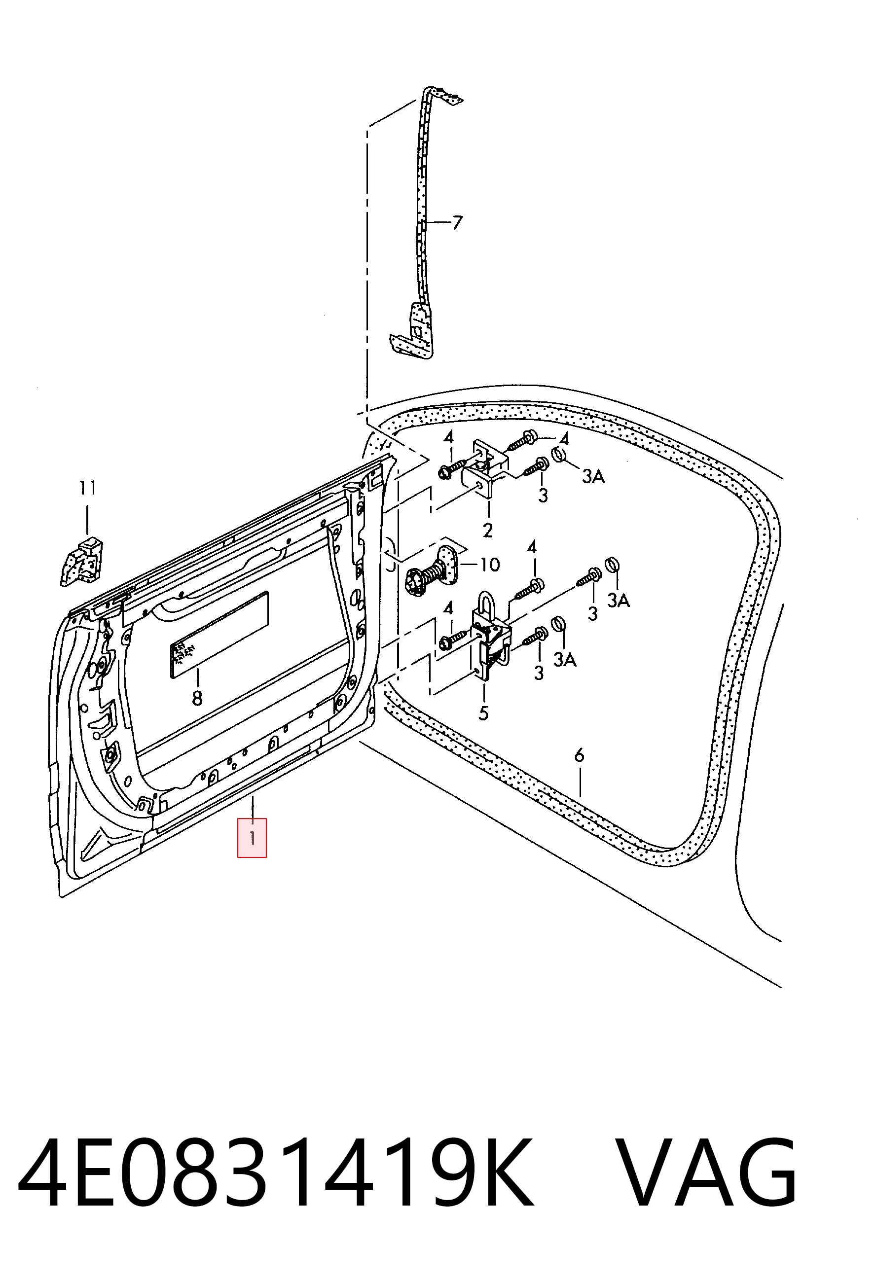 Drzwi przednie lewe do Audi A8 D3 4E2, 4E8