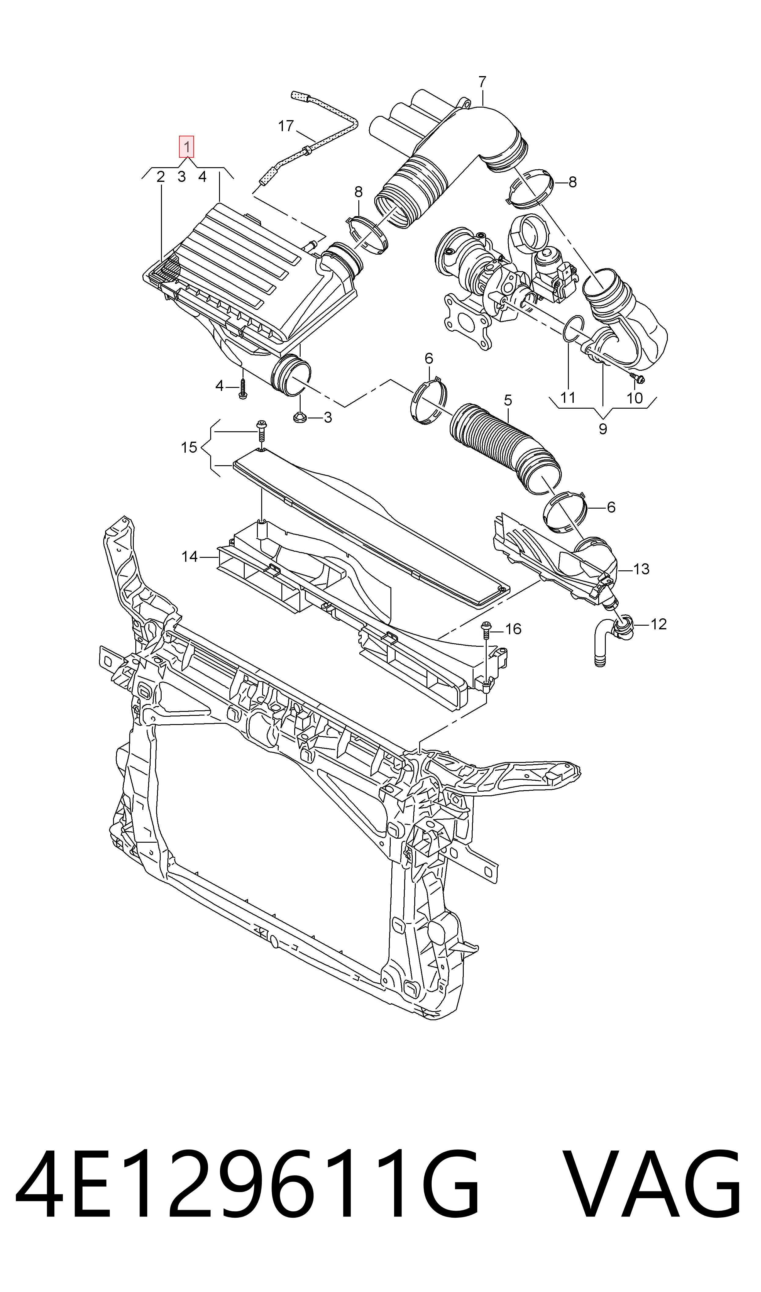 Do koszyka Obudowa filtra powietrza Volkswagen Passat B8 3G2, CB2